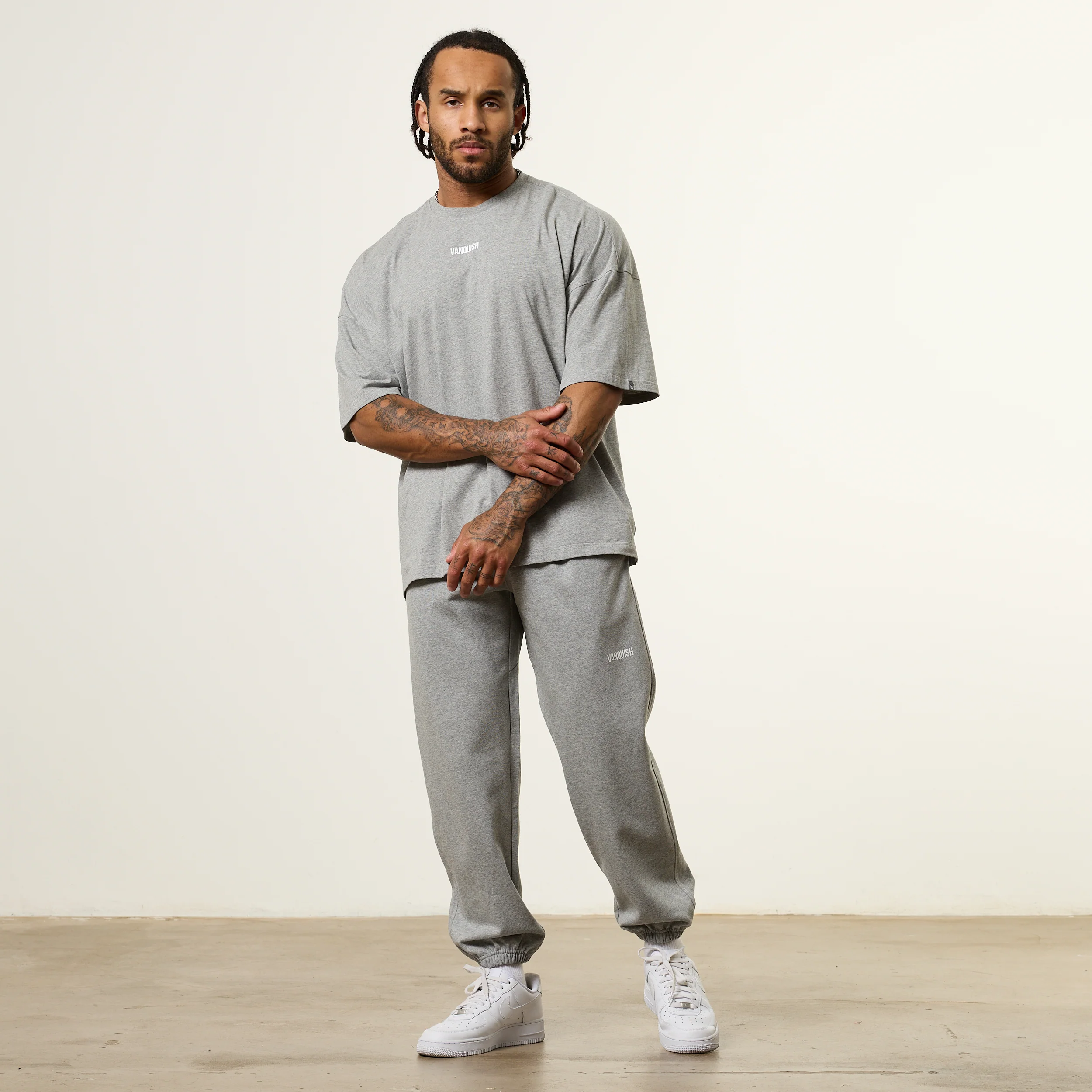 Vanquish Essential Grey Melange Oversized Sweatpants - Image 5