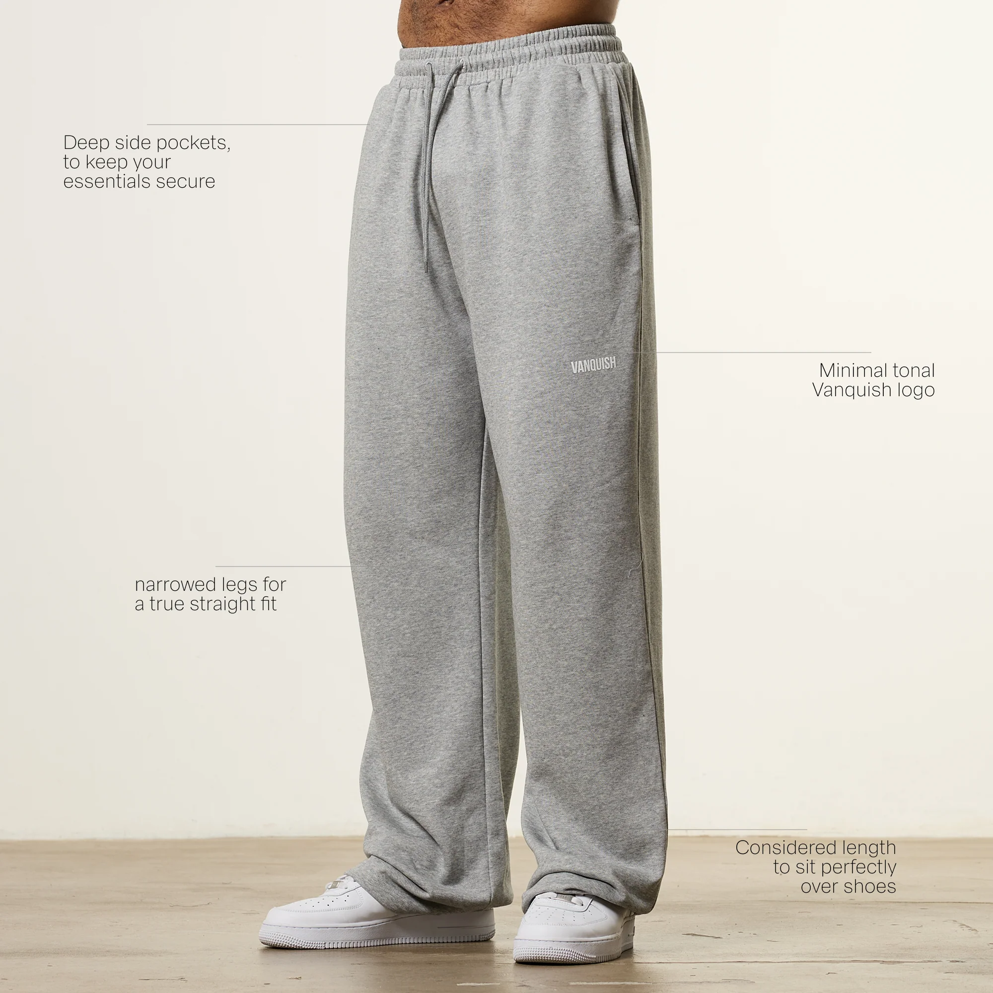 Vanquish Essential V2 Grey Melange Straight Leg Sweatpants - Image 2