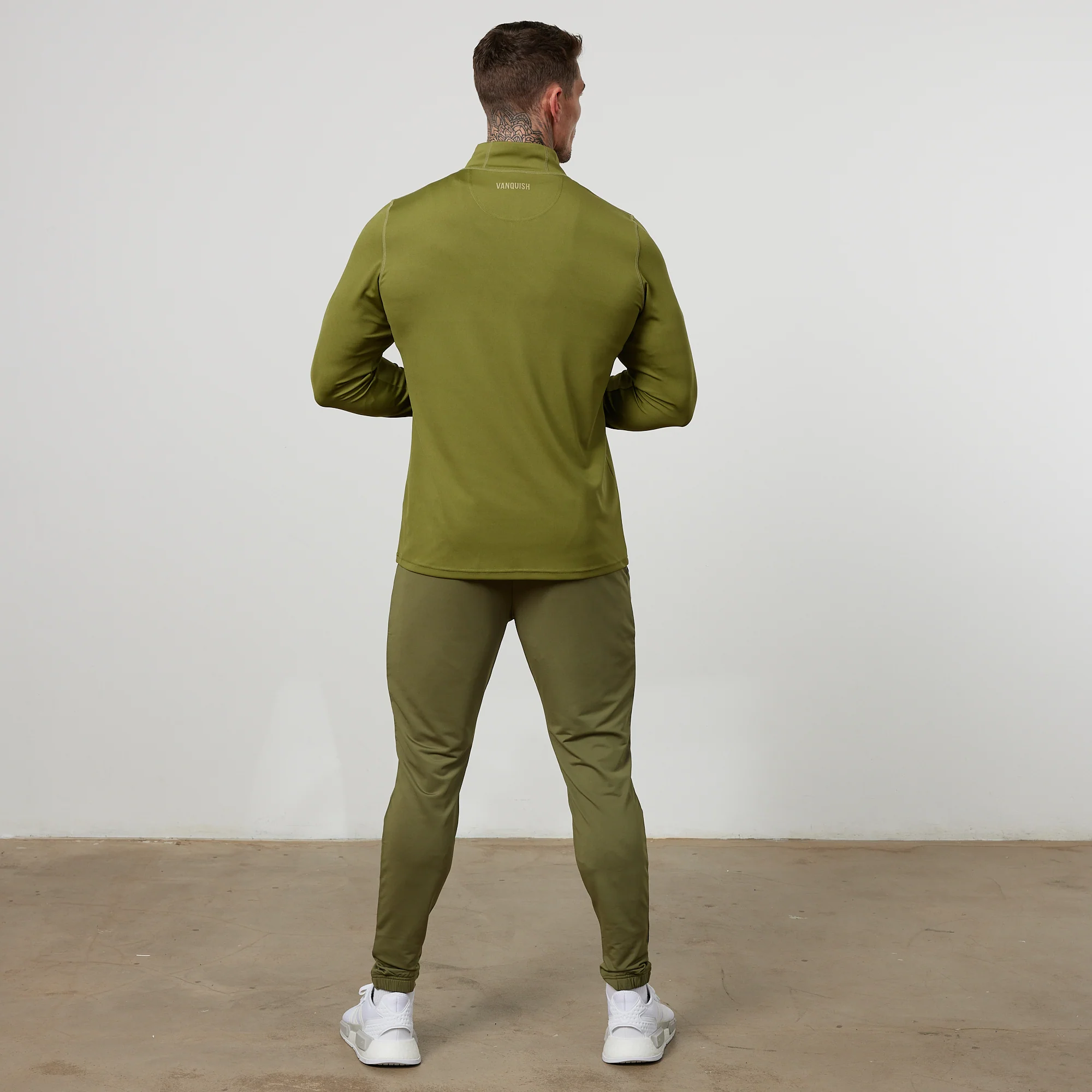 Vanquish Essential Olive Green Performance 1/4 Zip Top - Image 2
