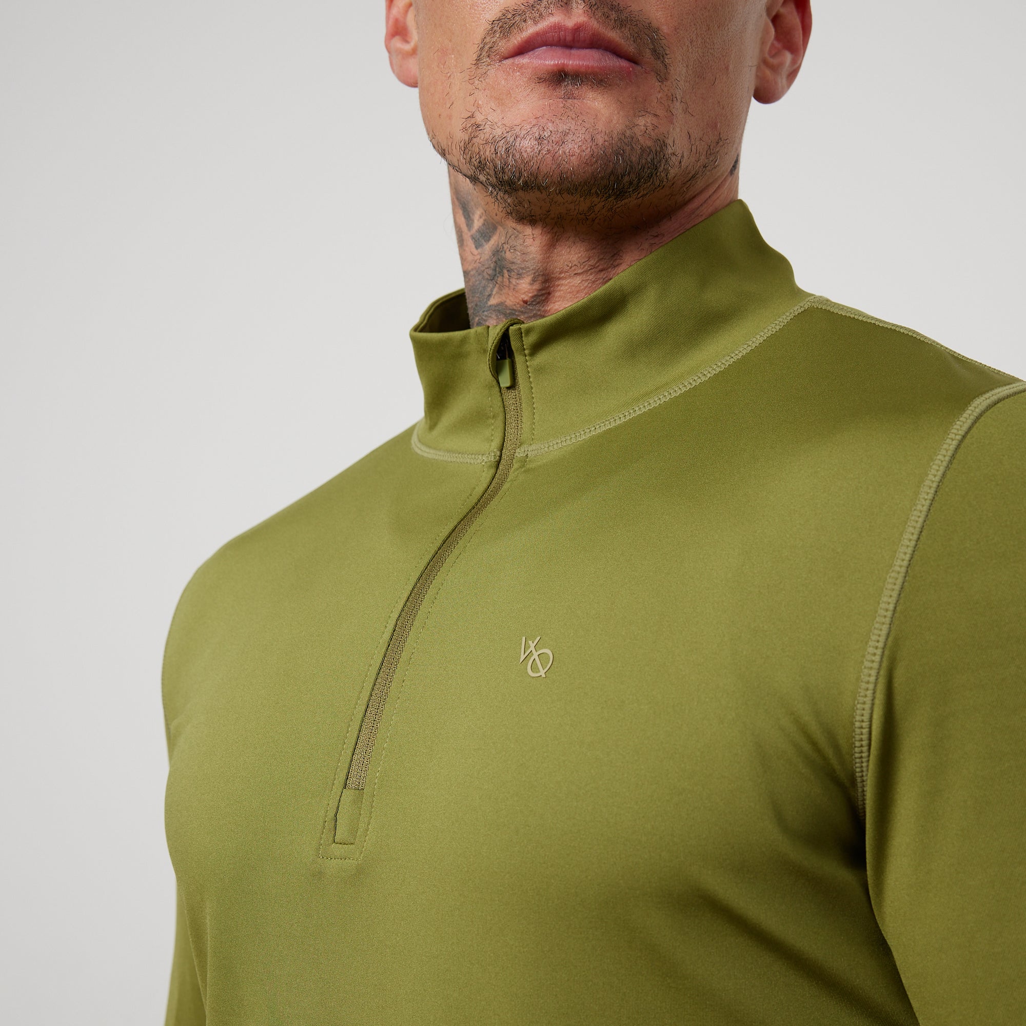 Vanquish Essential Olive Green Performance 1/4 Zip Top - Image 4