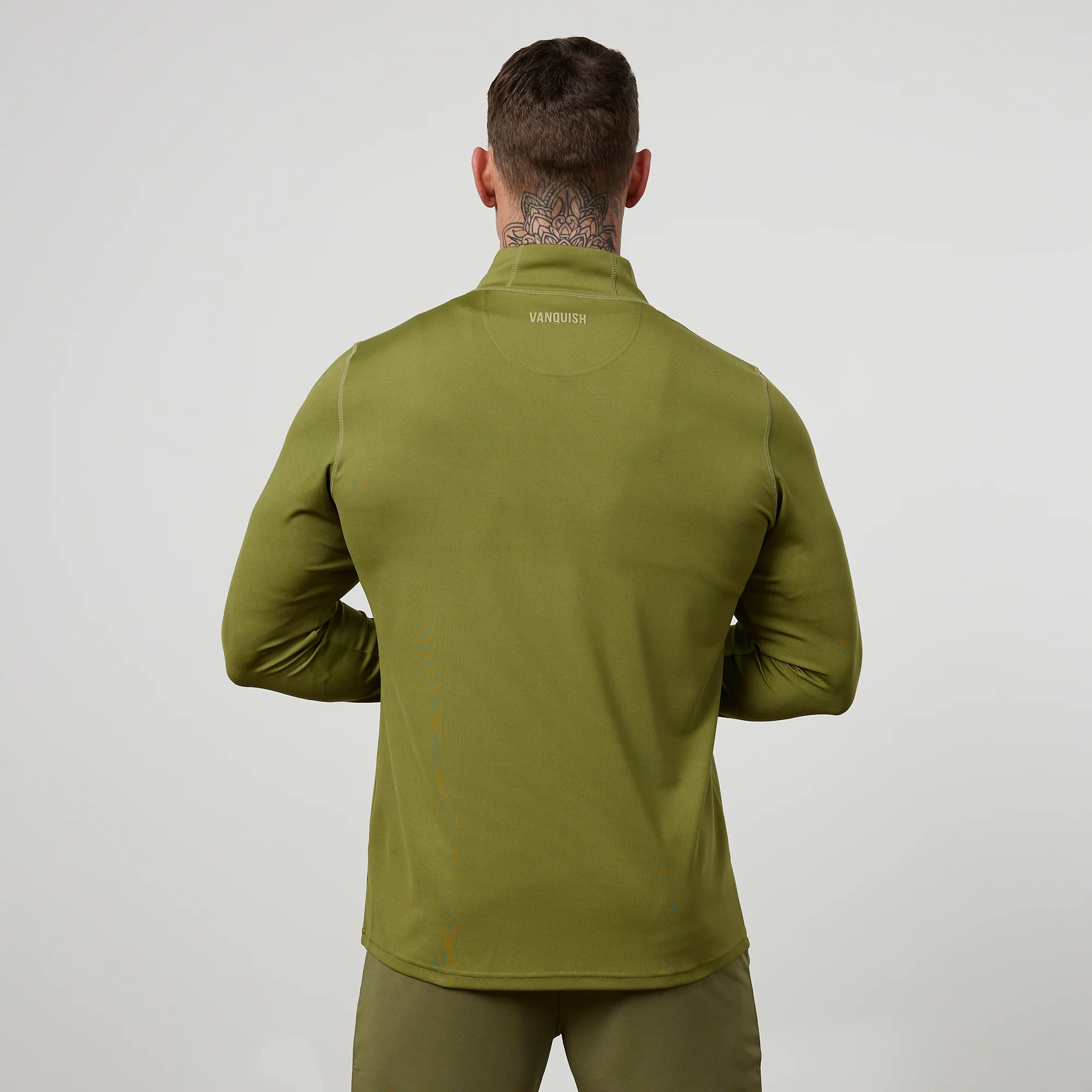 Vanquish Essential Olive Green Performance 1/4 Zip Top - Image 5