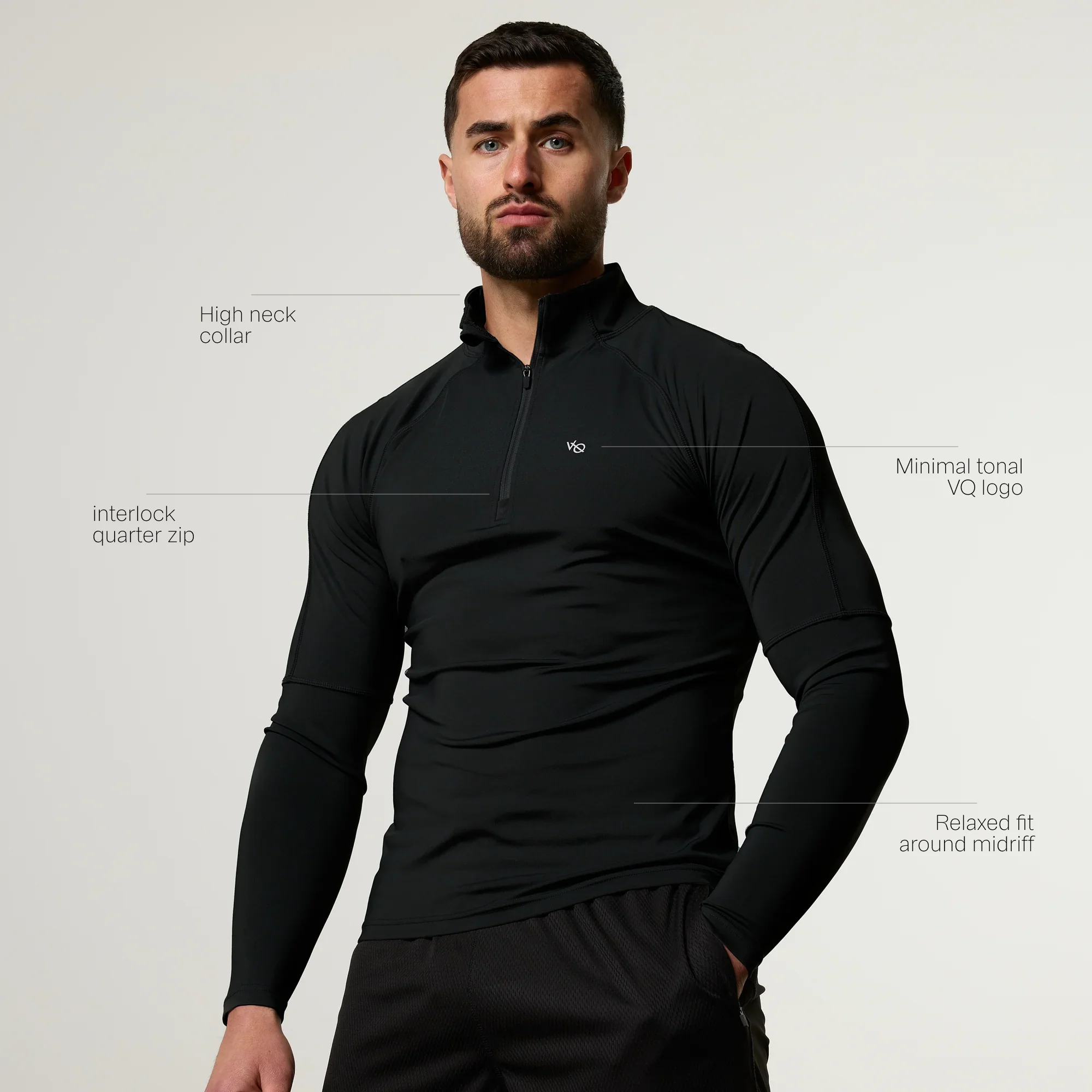 Vanquish Essential V2 Performance Black 1/4 Zip Top - Image 2