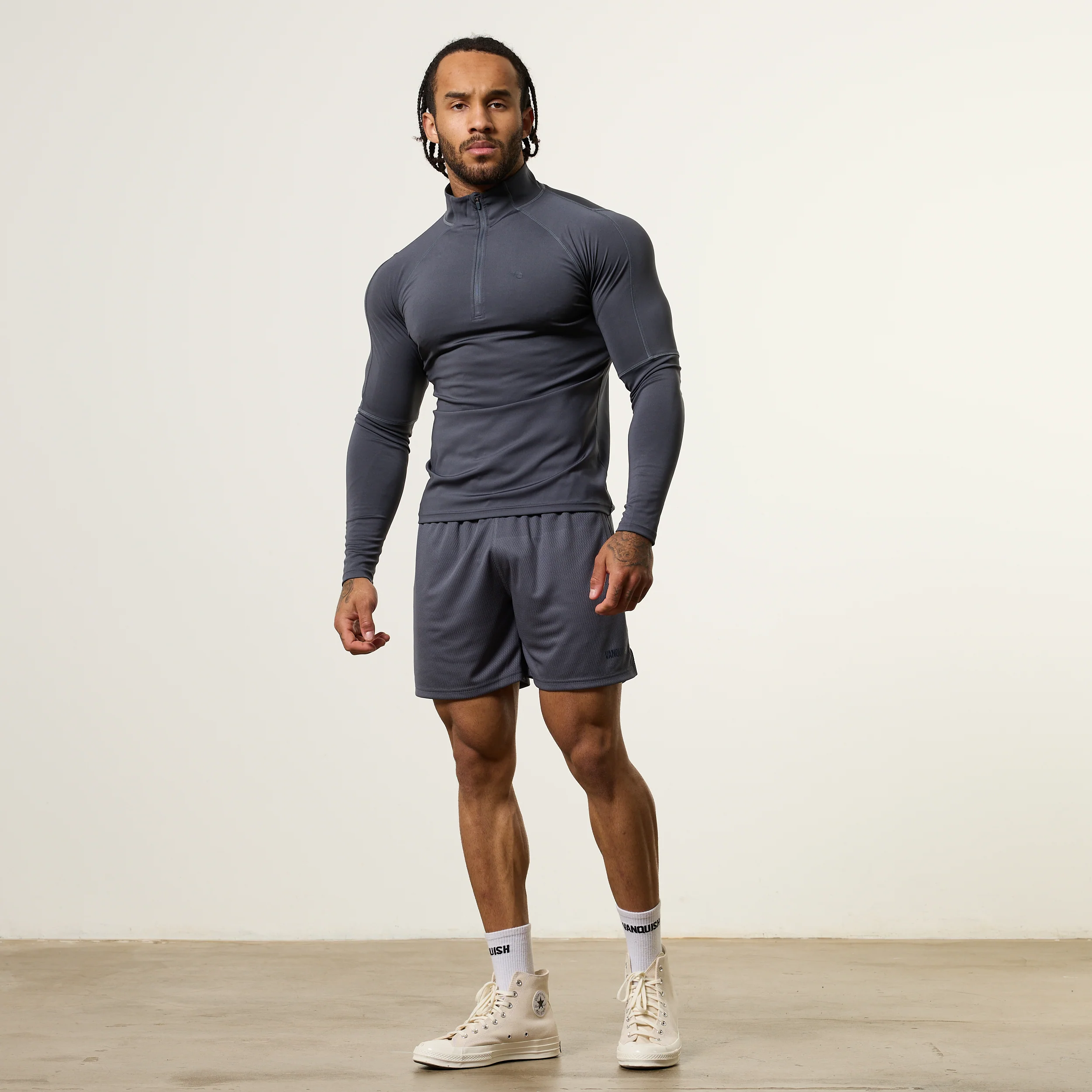 Vanquish Essential V2 Performance Denim Blue 1/4 Zip Top - Image 3