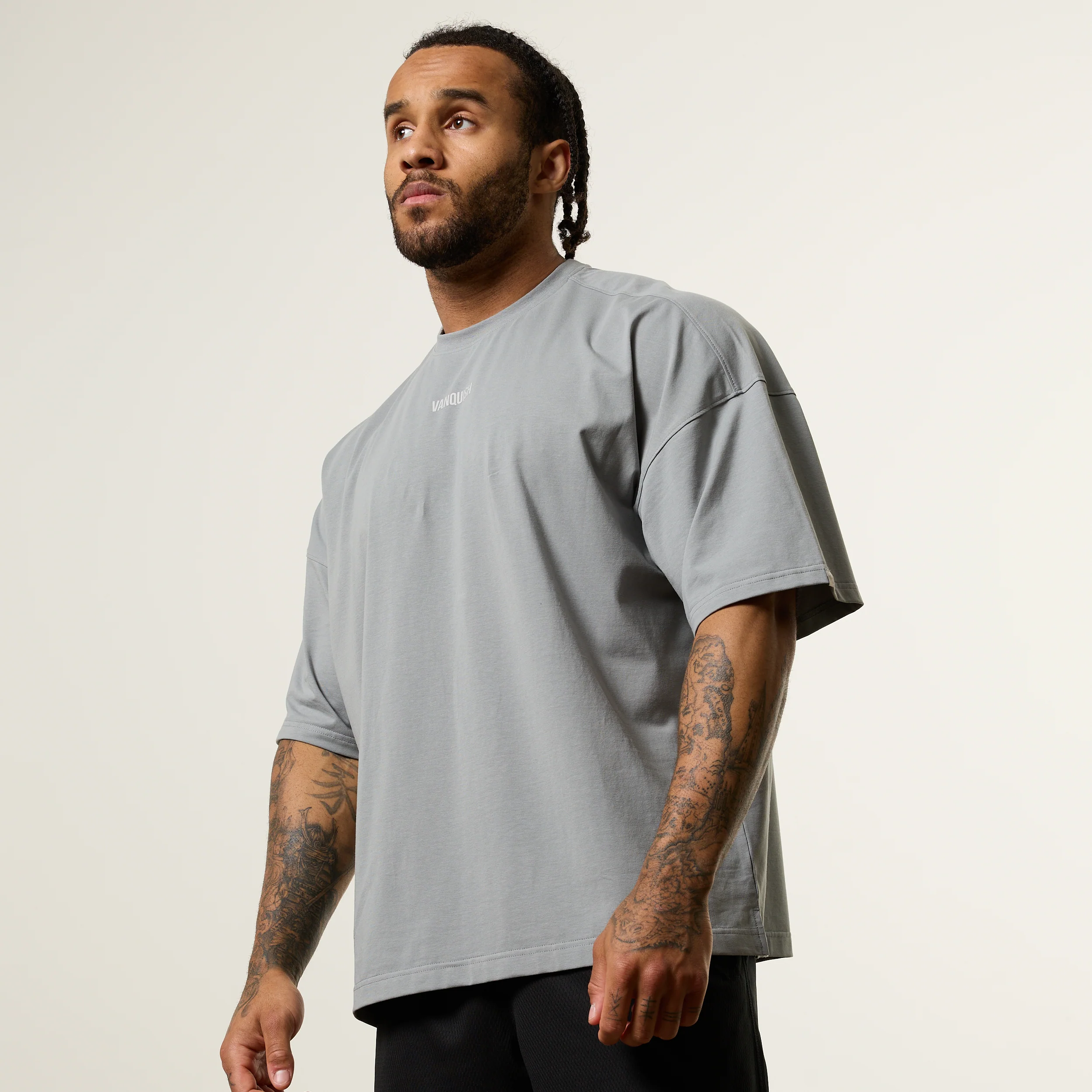 Vanquish Essential V2 Steel Grey Oversized Boxy T Shirt - Image 3