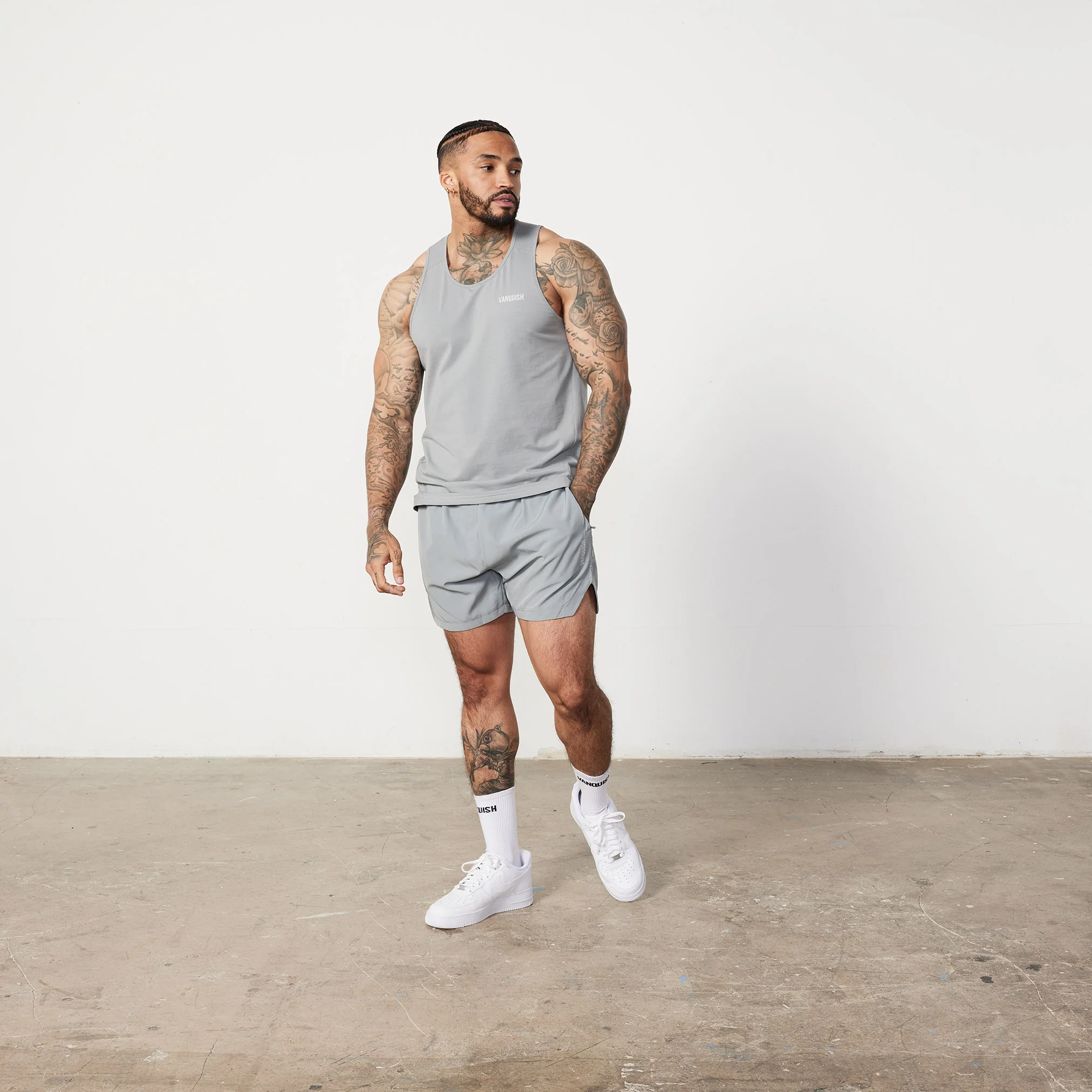 Vanquish Essential Steel Grey Regular Fit Tank Top - Image 2