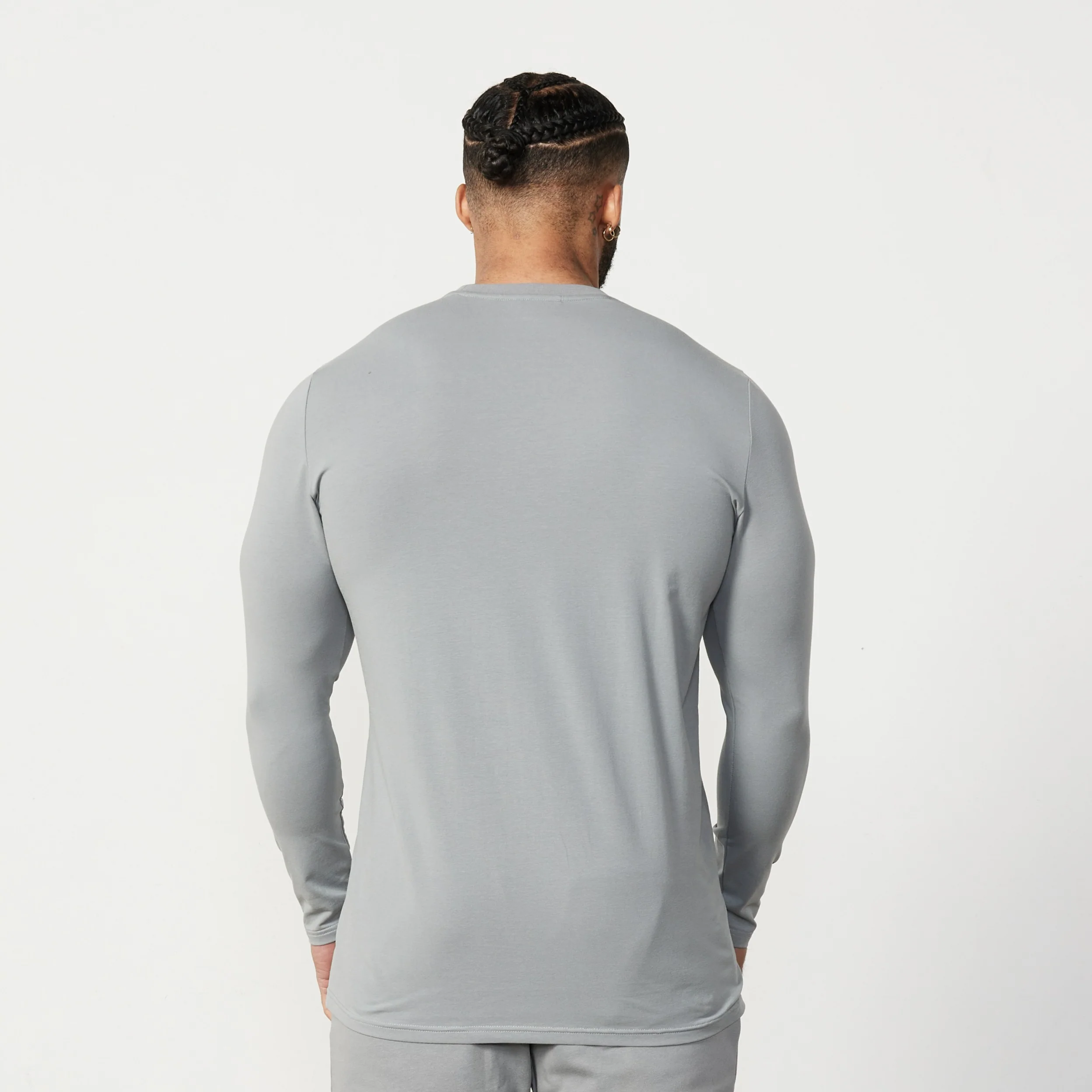 Vanquish Essential Steel Grey Slim Fit Long Sleeve T Shirt - Image 3