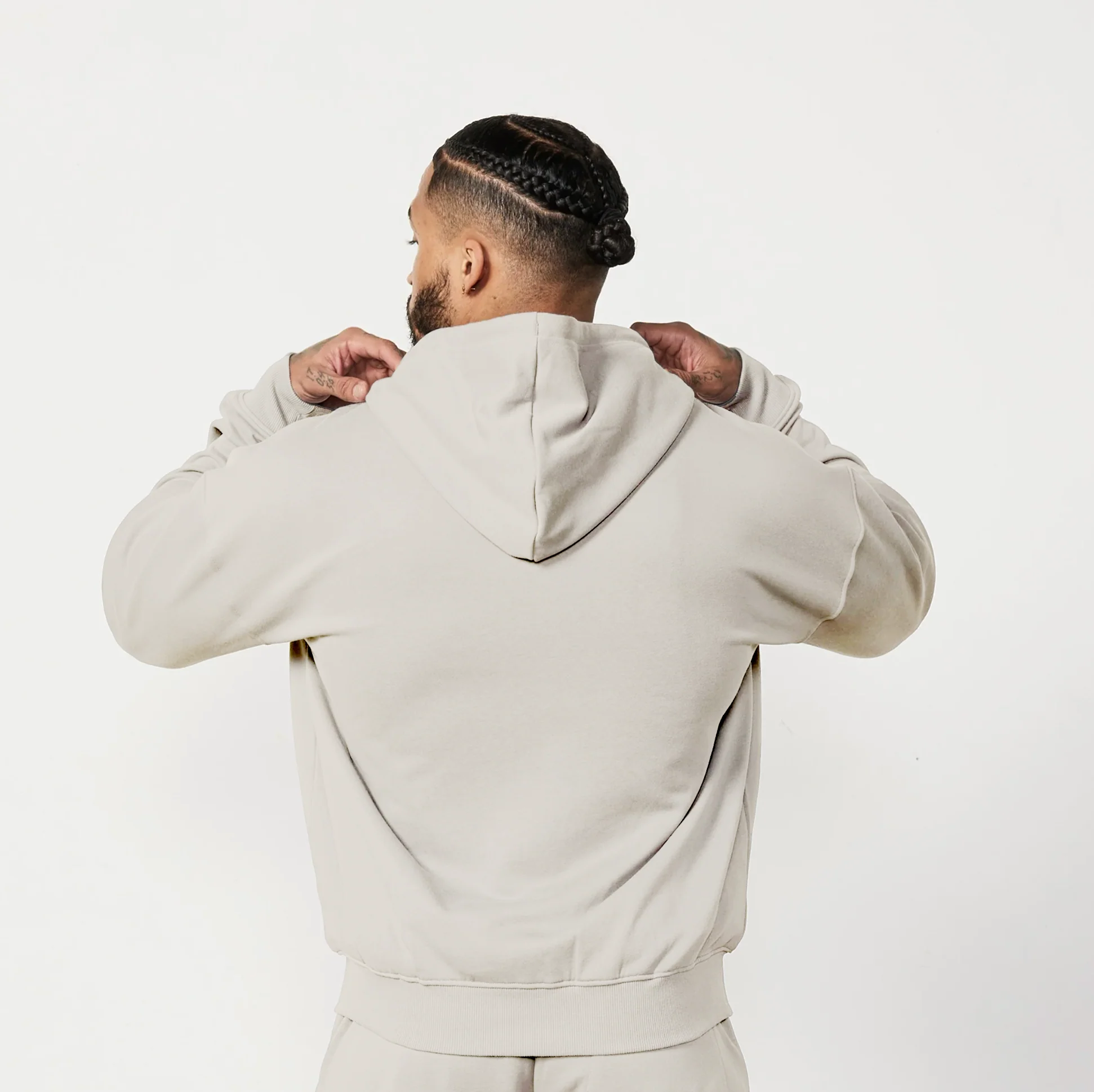 Vanquish Essential Stone Oversized Full Zip Hoodie - Image 3