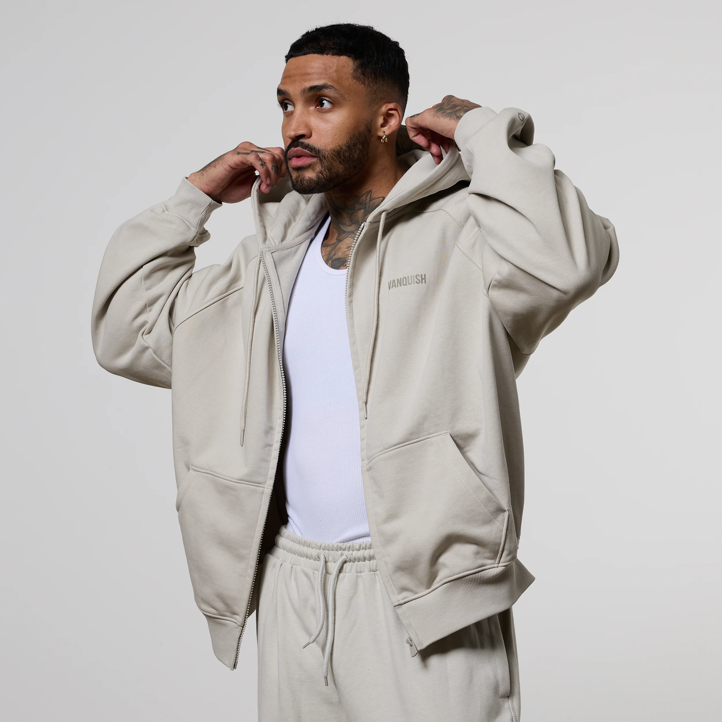 Vanquish Essential Stone Oversized Boxy Hoodie - Image 3