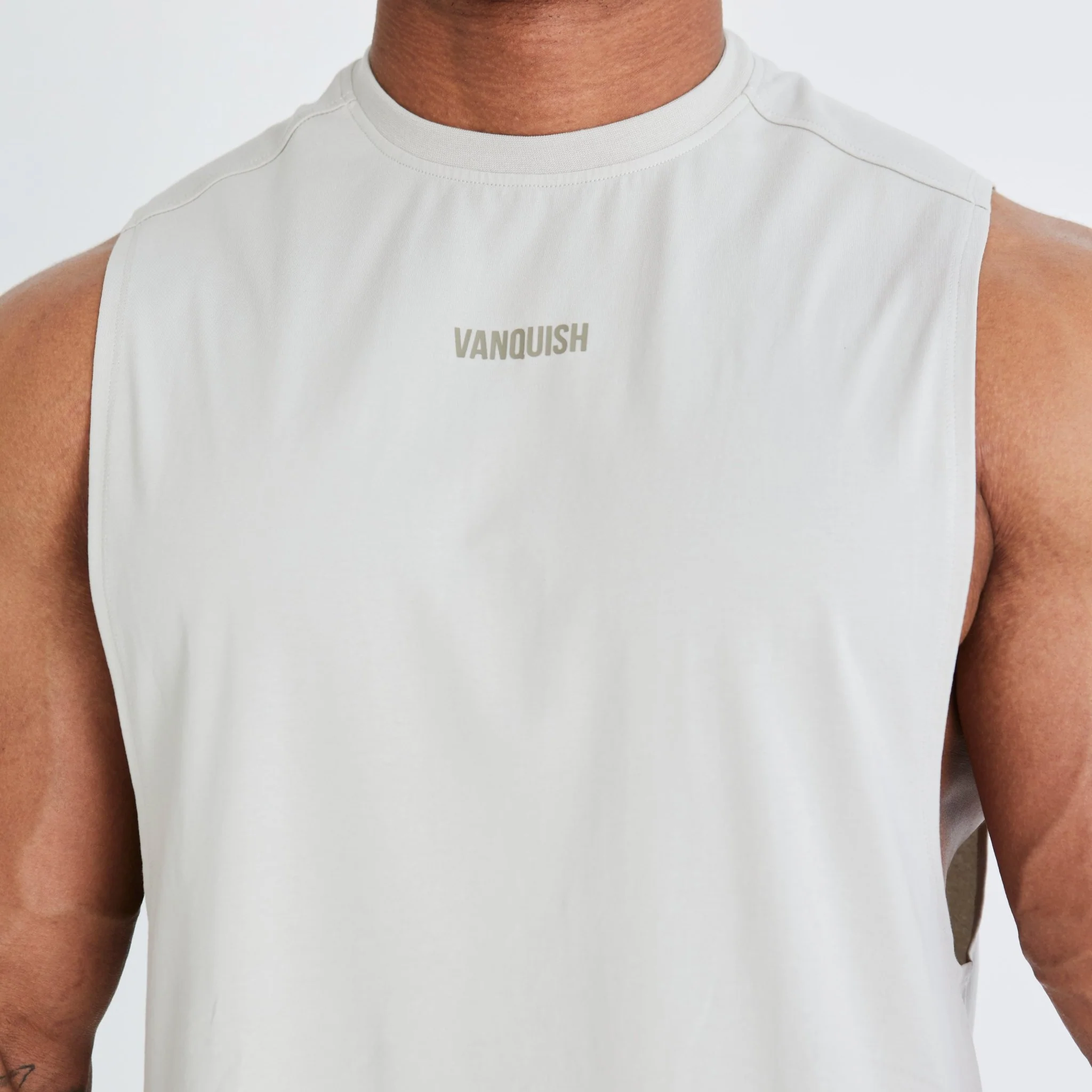 Vanquish Essential Stone Oversized Sleeveless T Shirt - Image 3
