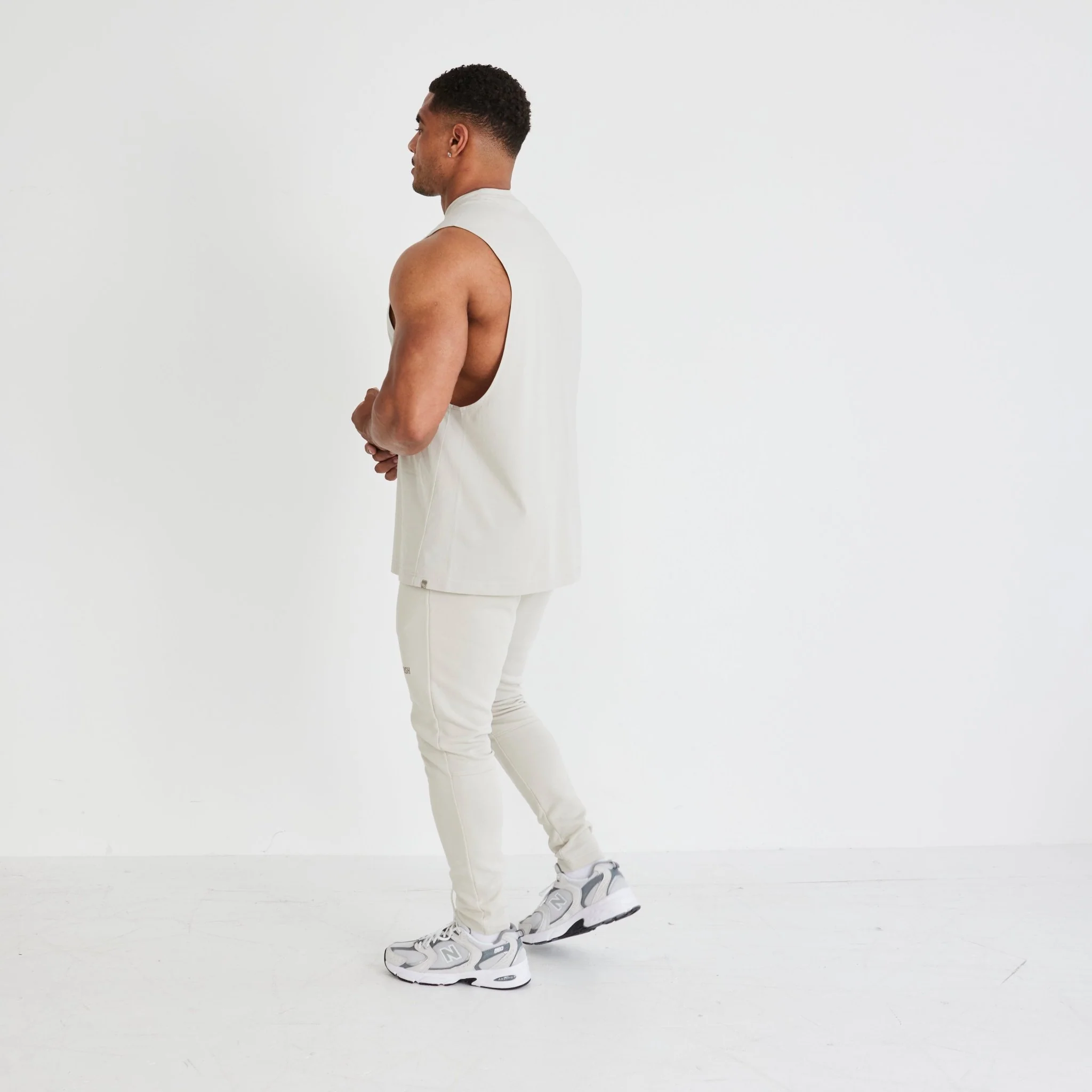 Vanquish Essential Stone Oversized Sleeveless T Shirt - Image 4