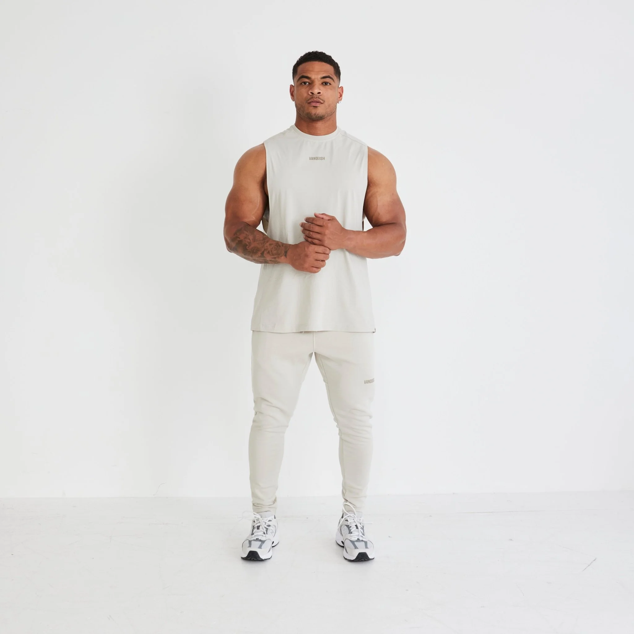 Vanquish Essential Stone Oversized Sleeveless T Shirt - Image 6