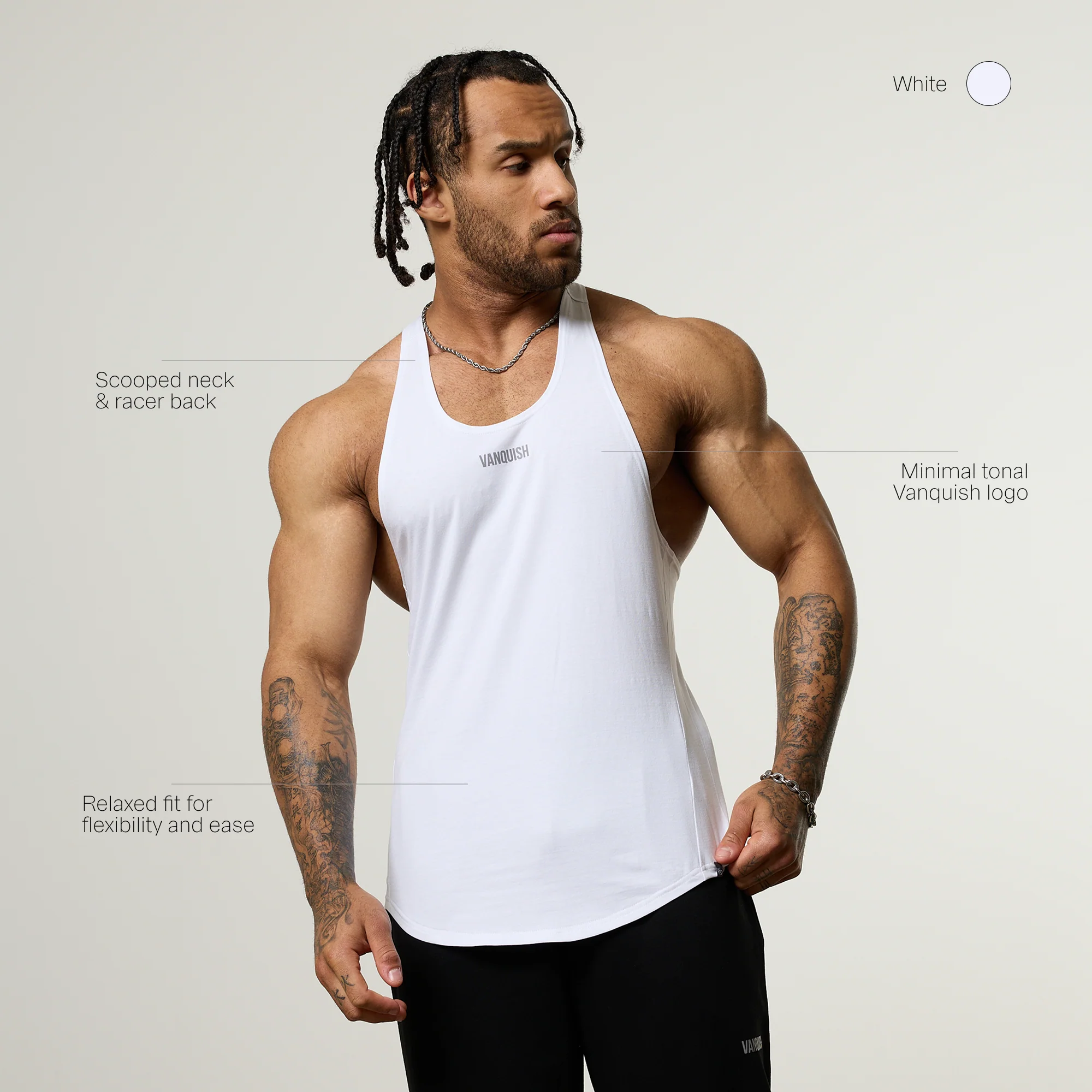 Vanquish Essential V2 White Stringer Vest - Image 2