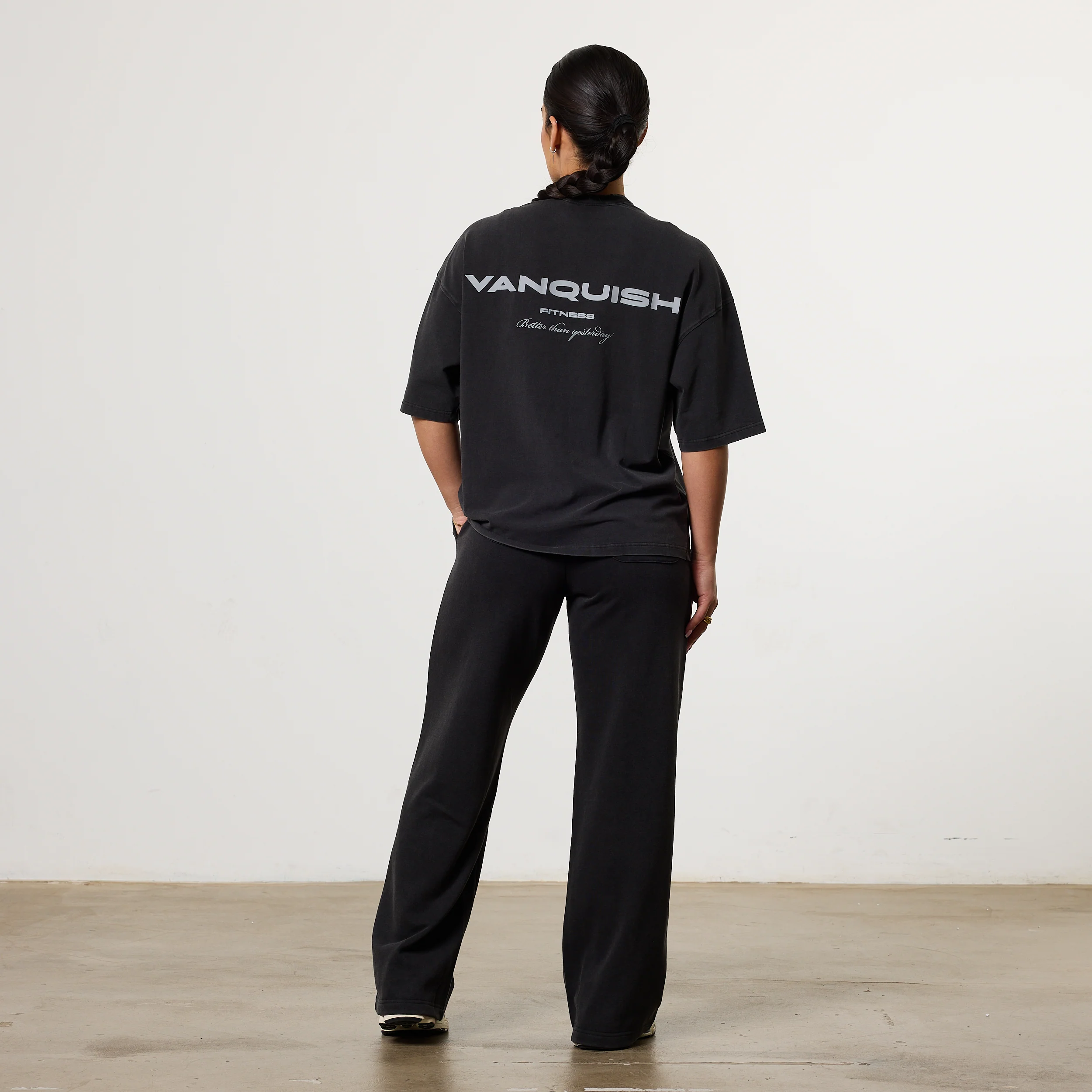 Vanquish Womens Washed Black Wide Leg Sweatpants - Image 3