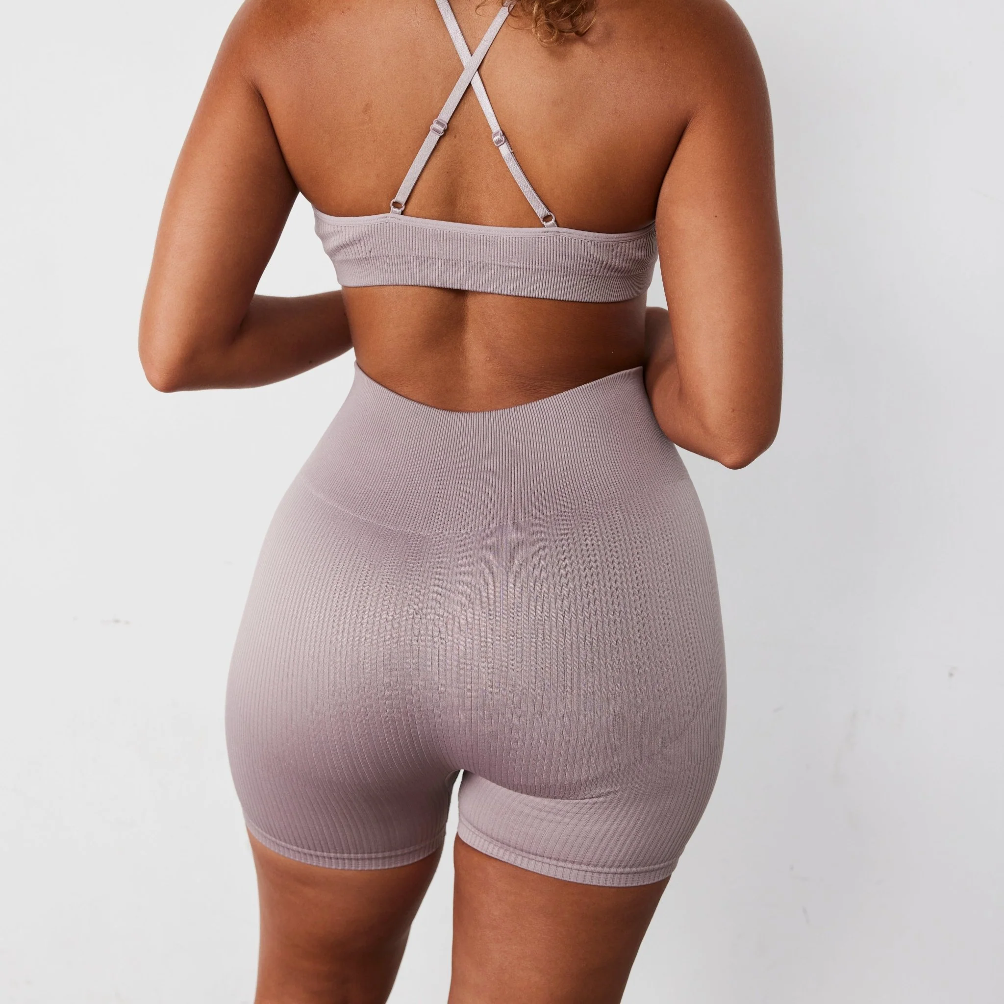 Vanquish Ribbed Seamless Blush Cross Back Low Support Bra - Image 5