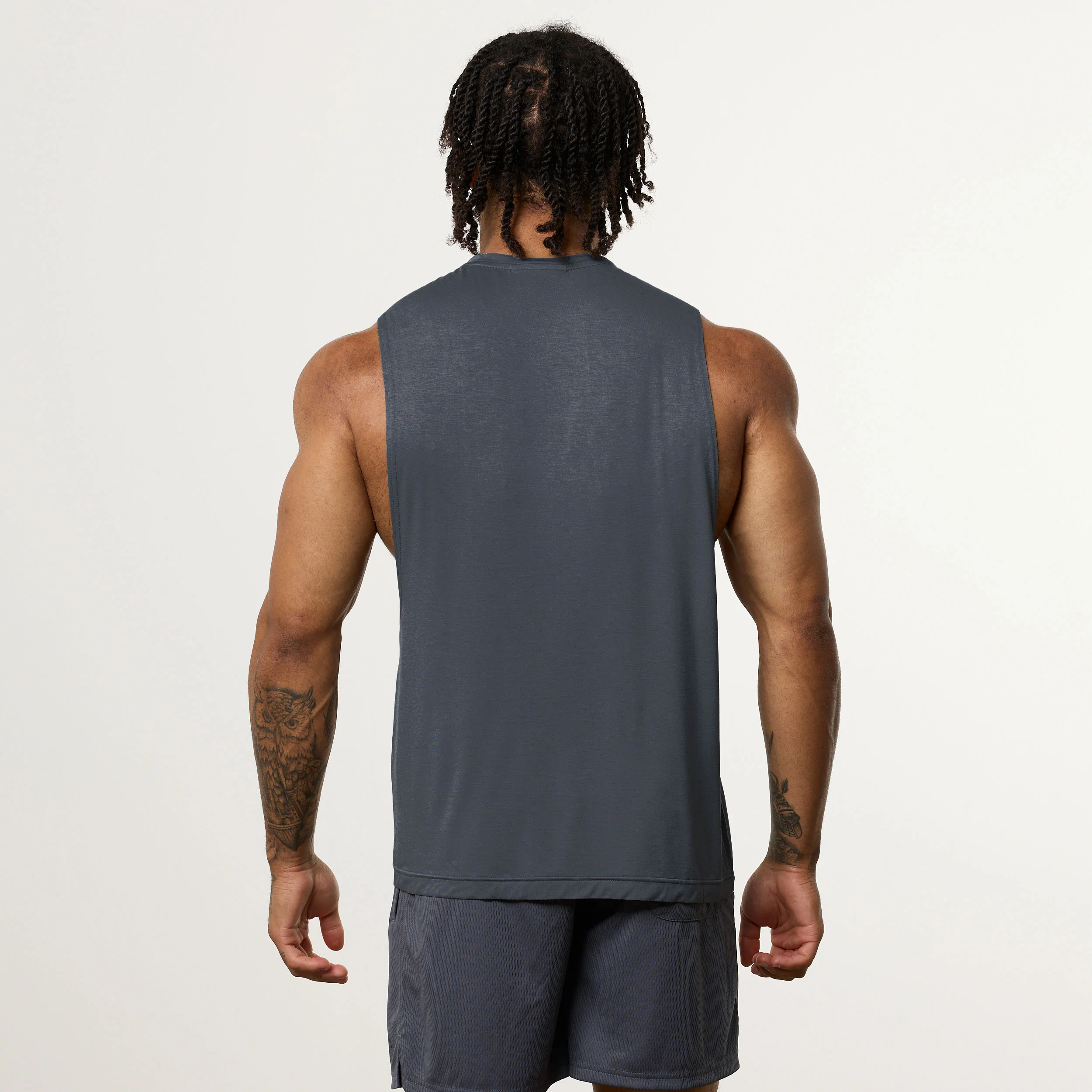 Vanquish Ultra Soft Denim Blue Oversized Sleeveless T Shirt - Image 2