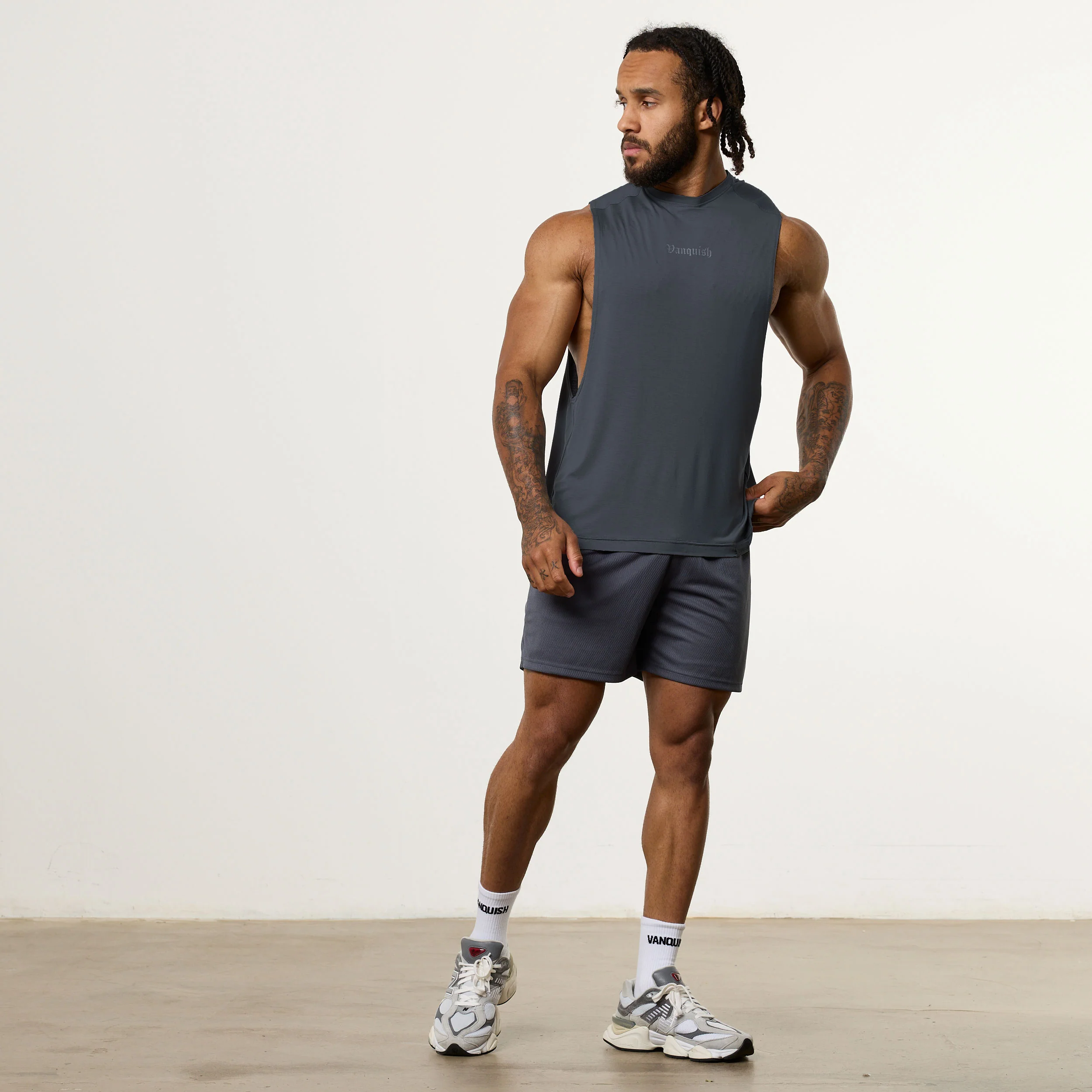 Vanquish Ultra Soft Denim Blue Oversized Sleeveless T Shirt - Image 3