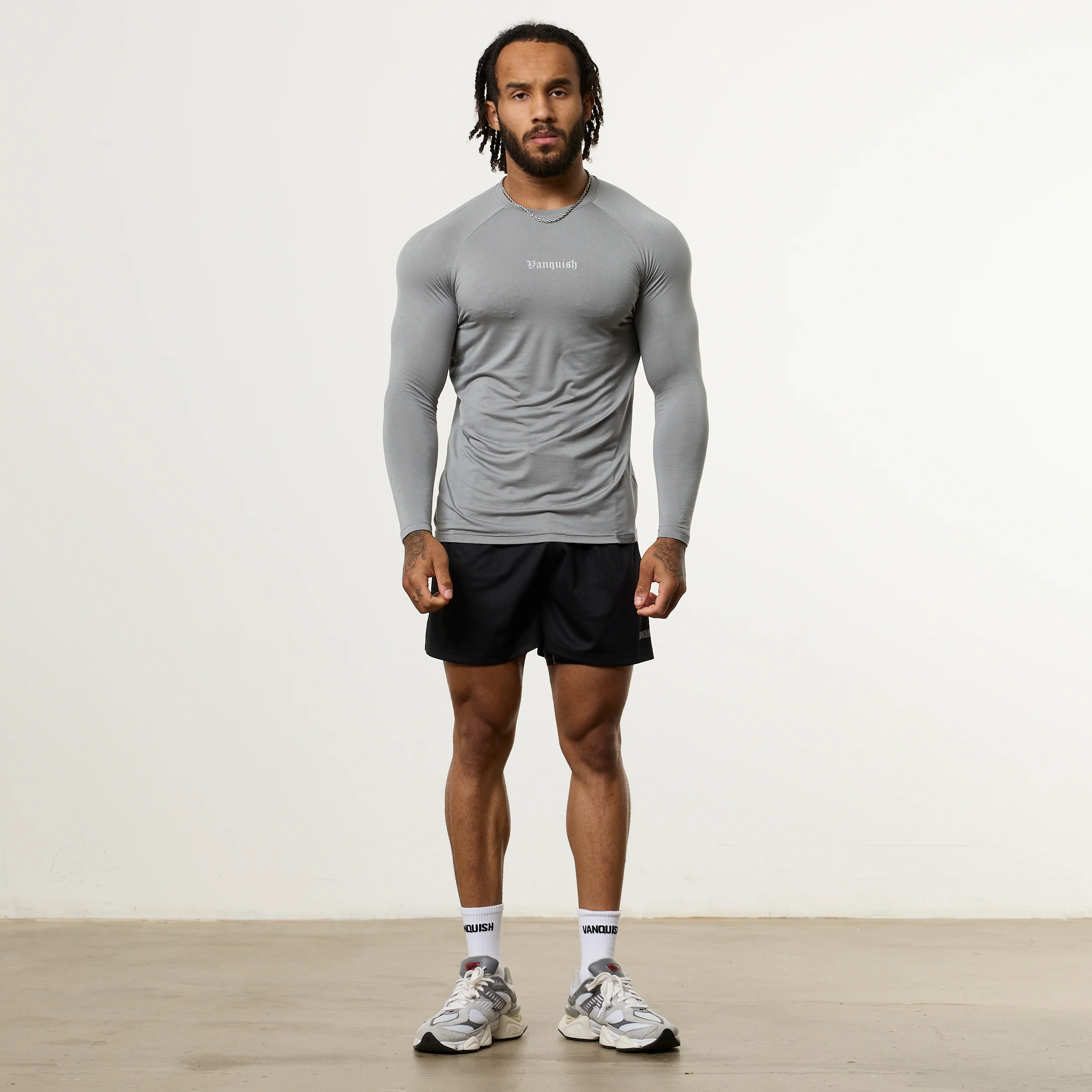 Vanquish Ultra Soft Steel Grey Long Sleeve Slim Fit T Shirt - Image 4