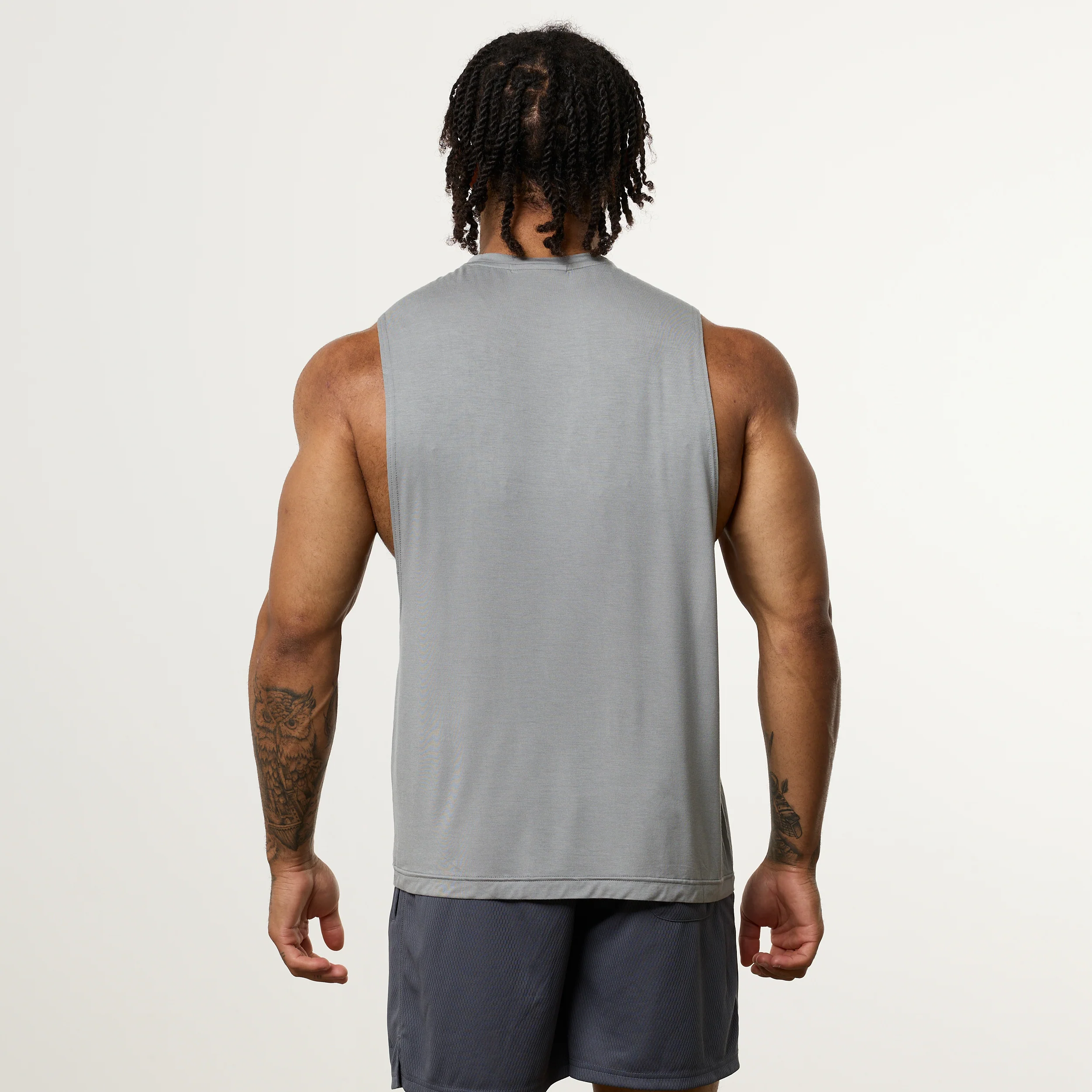 Vanquish Ultra Soft Steel Grey Oversized Sleeveless T Shirt - Image 2
