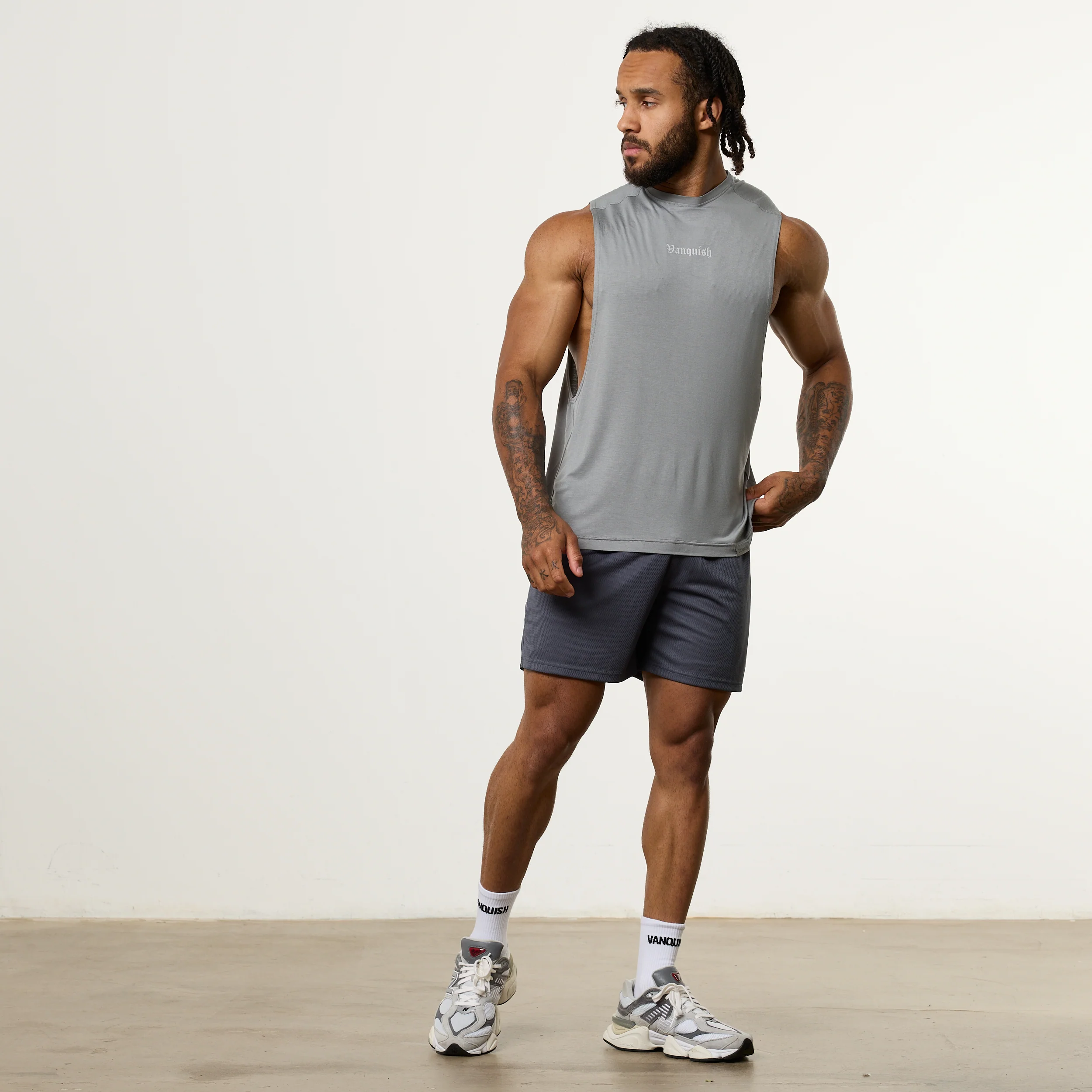 Vanquish Ultra Soft Steel Grey Oversized Sleeveless T Shirt - Image 3