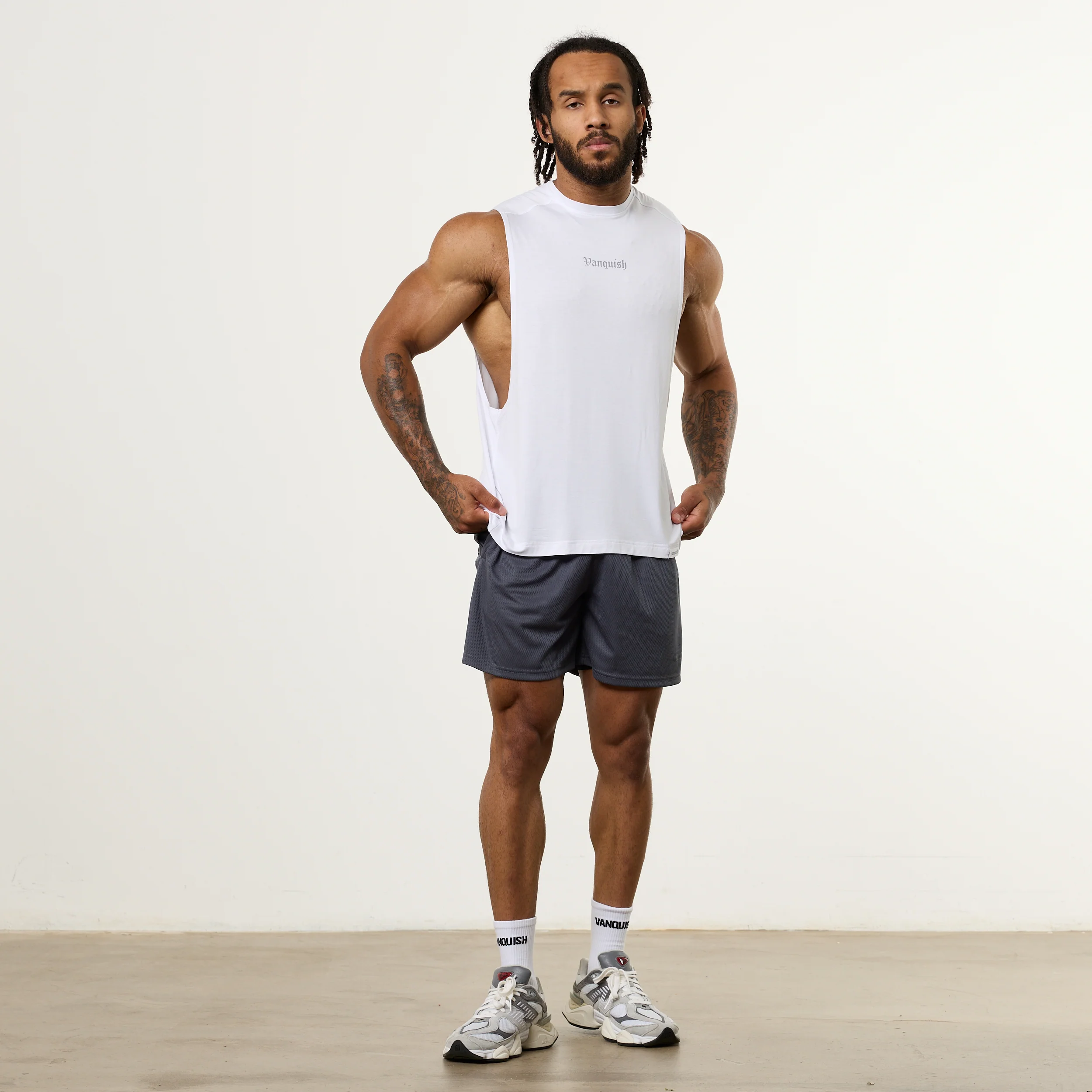 Vanquish Ultra Soft White Oversized Sleeveless T Shirt - Image 2