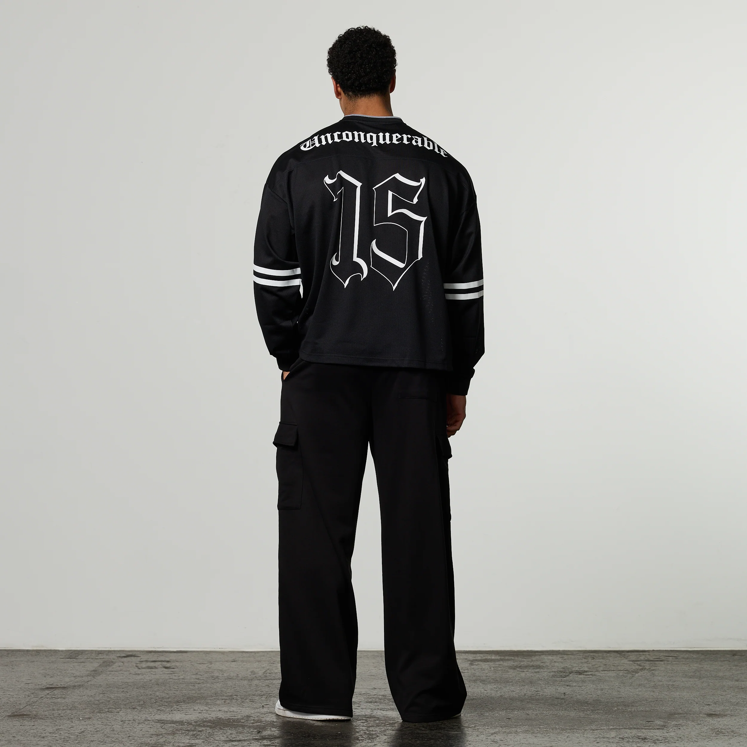 Varsity Black Oversized Boxy Hockey Jersey - Image 3