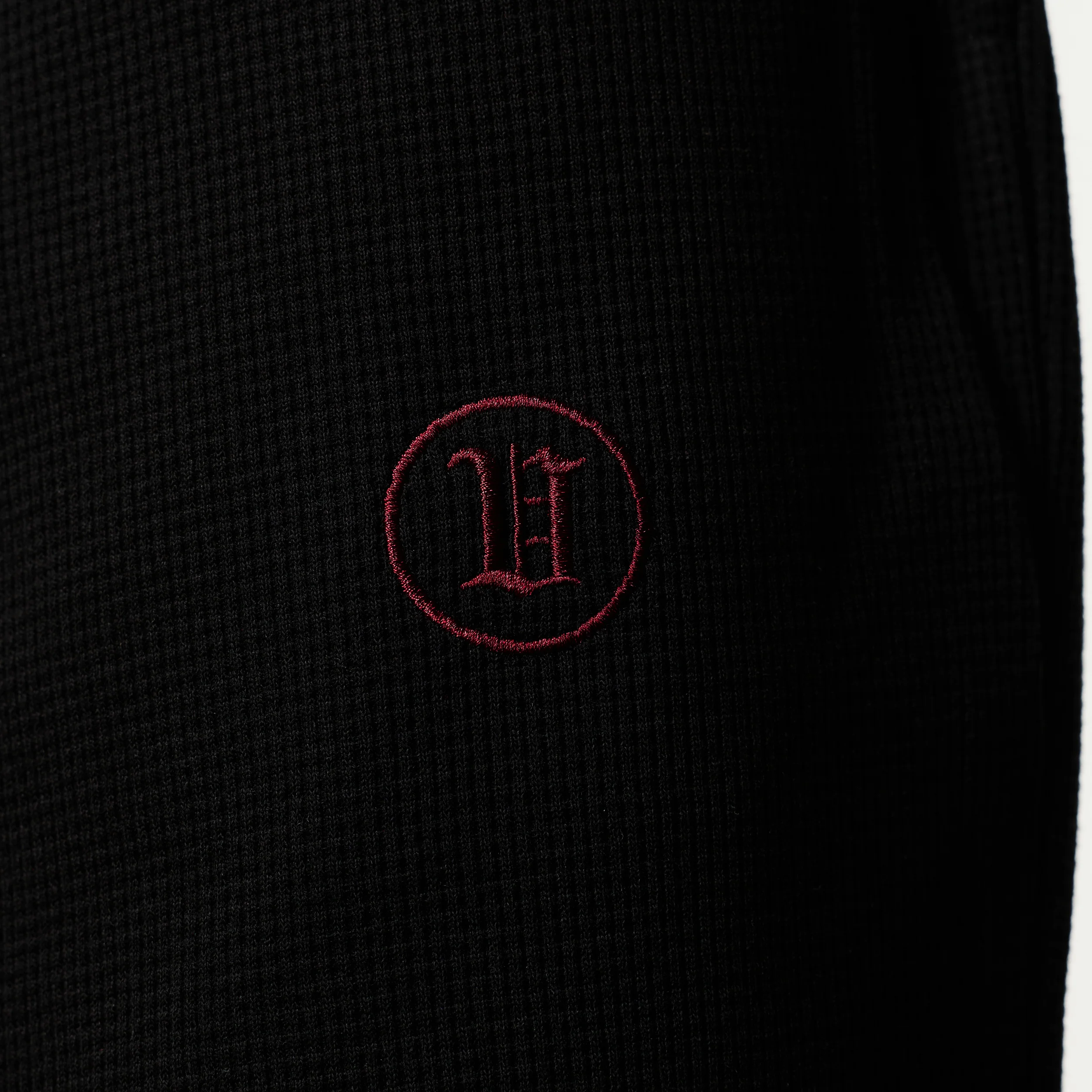 WAFFLE BLACK STRAIGHT LEG SWEATPANTS - Image 3