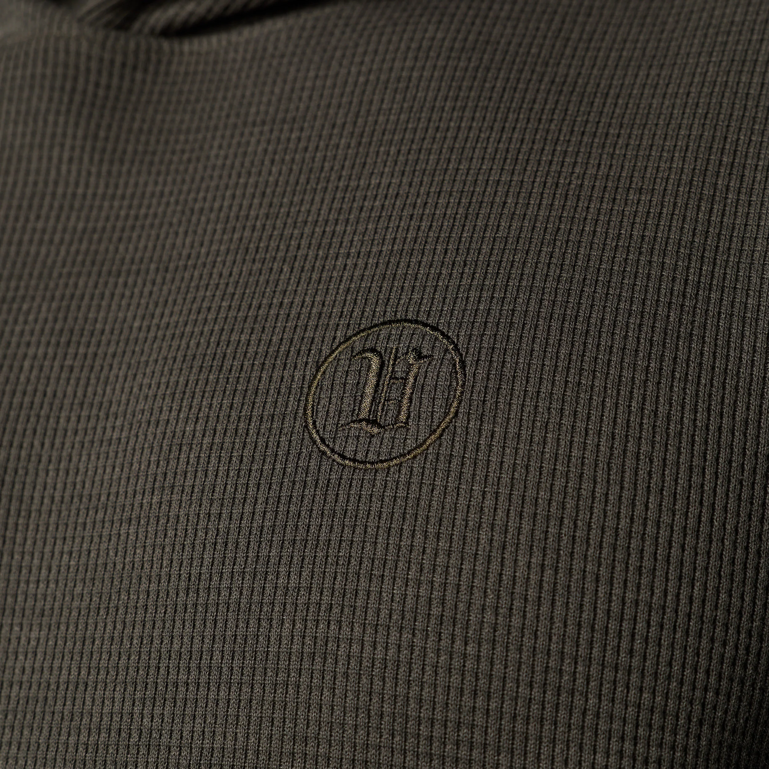 WAFFLE DARK KHAKI OVERSIZED HOODIE - Image 3