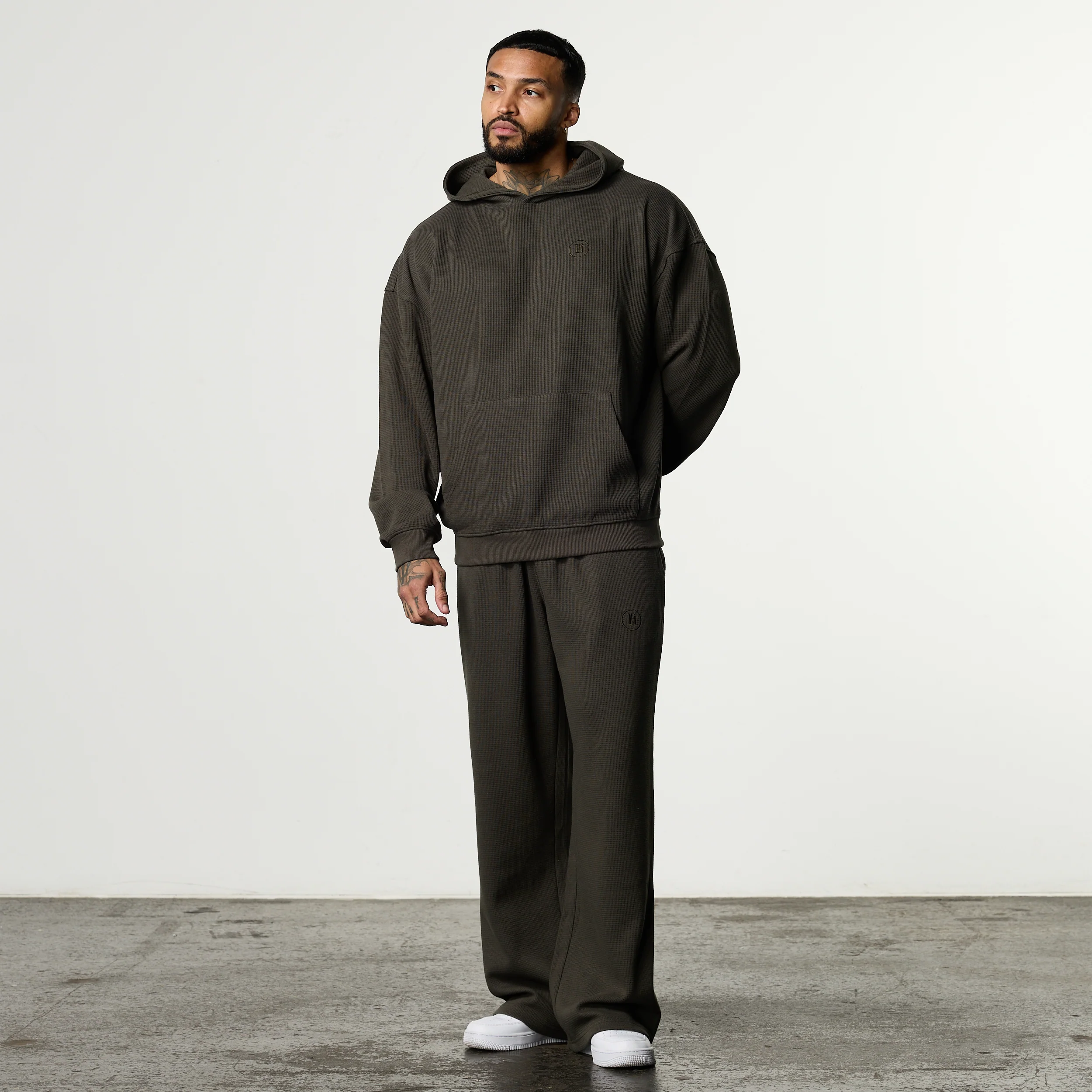 WAFFLE DARK KHAKI OVERSIZED HOODIE - Image 4