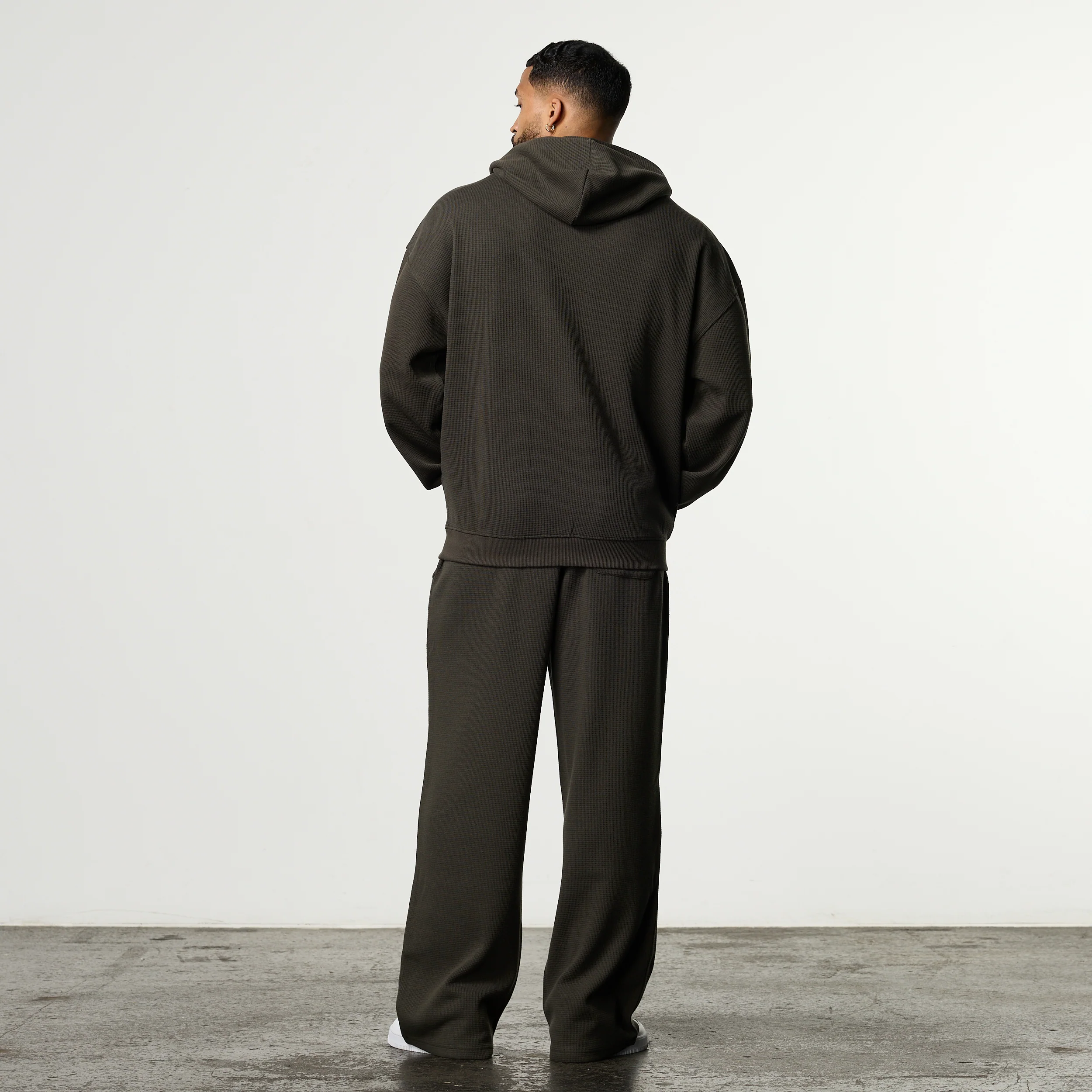WAFFLE DARK KHAKI OVERSIZED HOODIE - Image 5