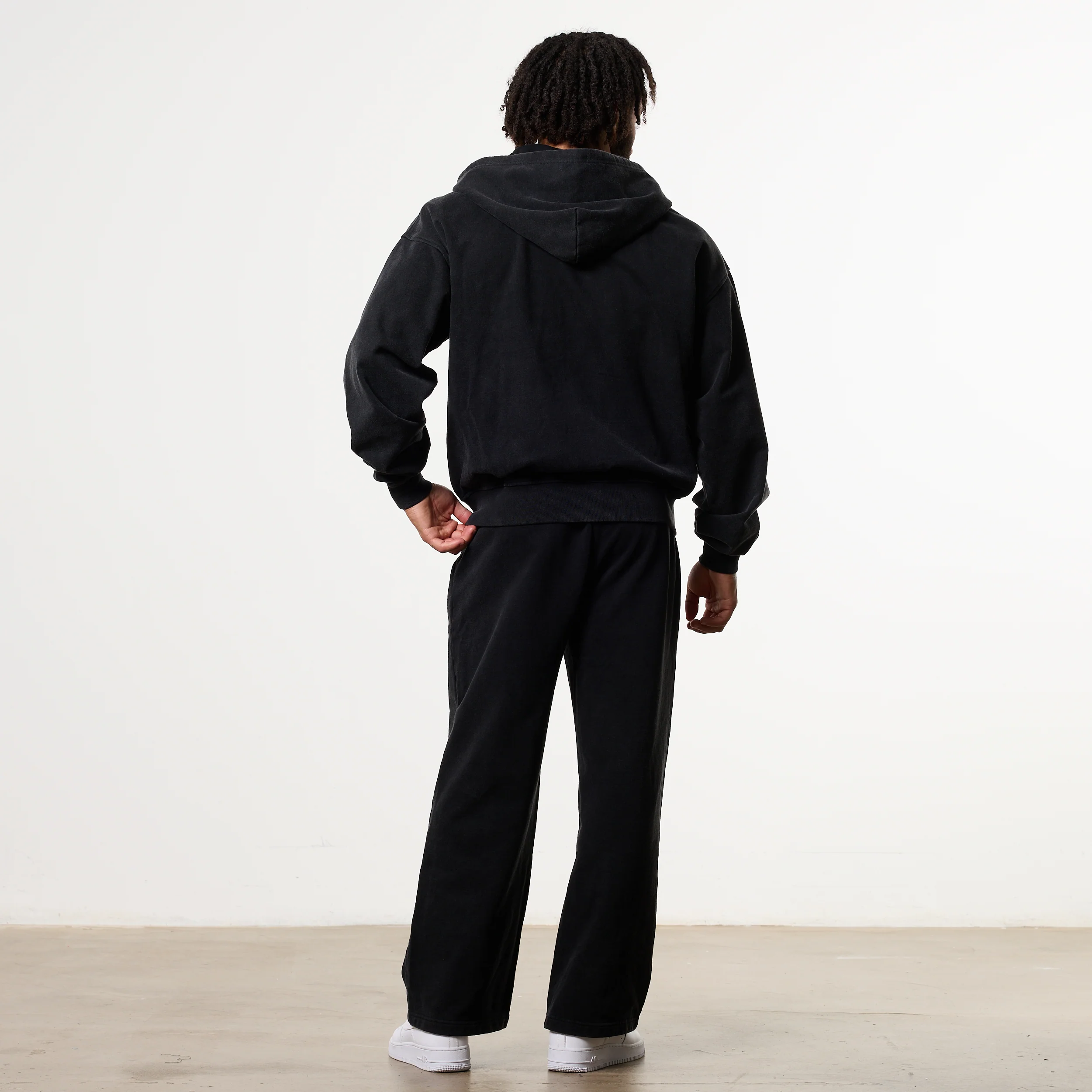 WASHED BLACK HEAVY WEIGHT OVERSIZED ZIP HOODIE - Image 5