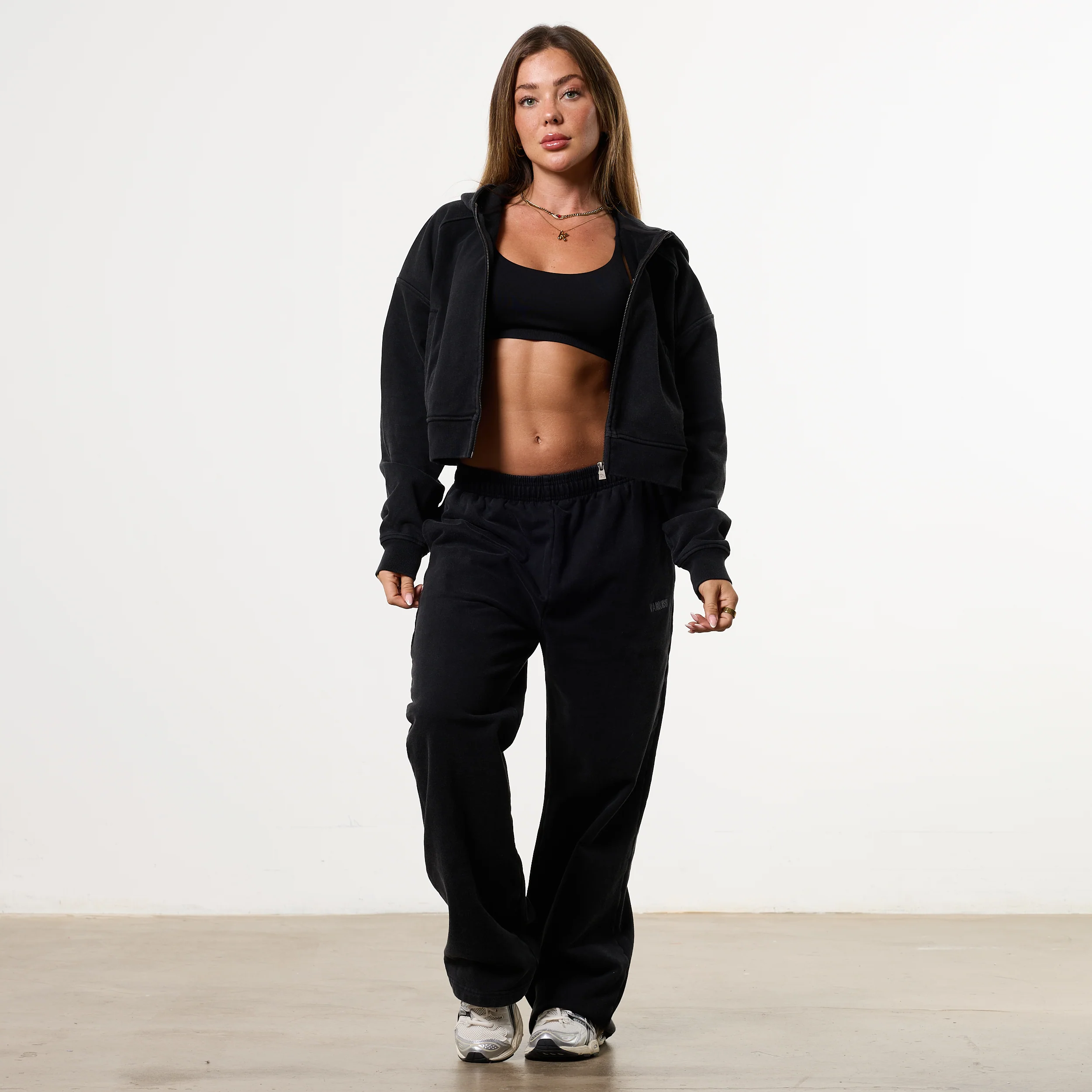 WOMENS WASHED BLACK HEAVY WEIGHT OVERSIZED ZIP HOODIE - Image 5