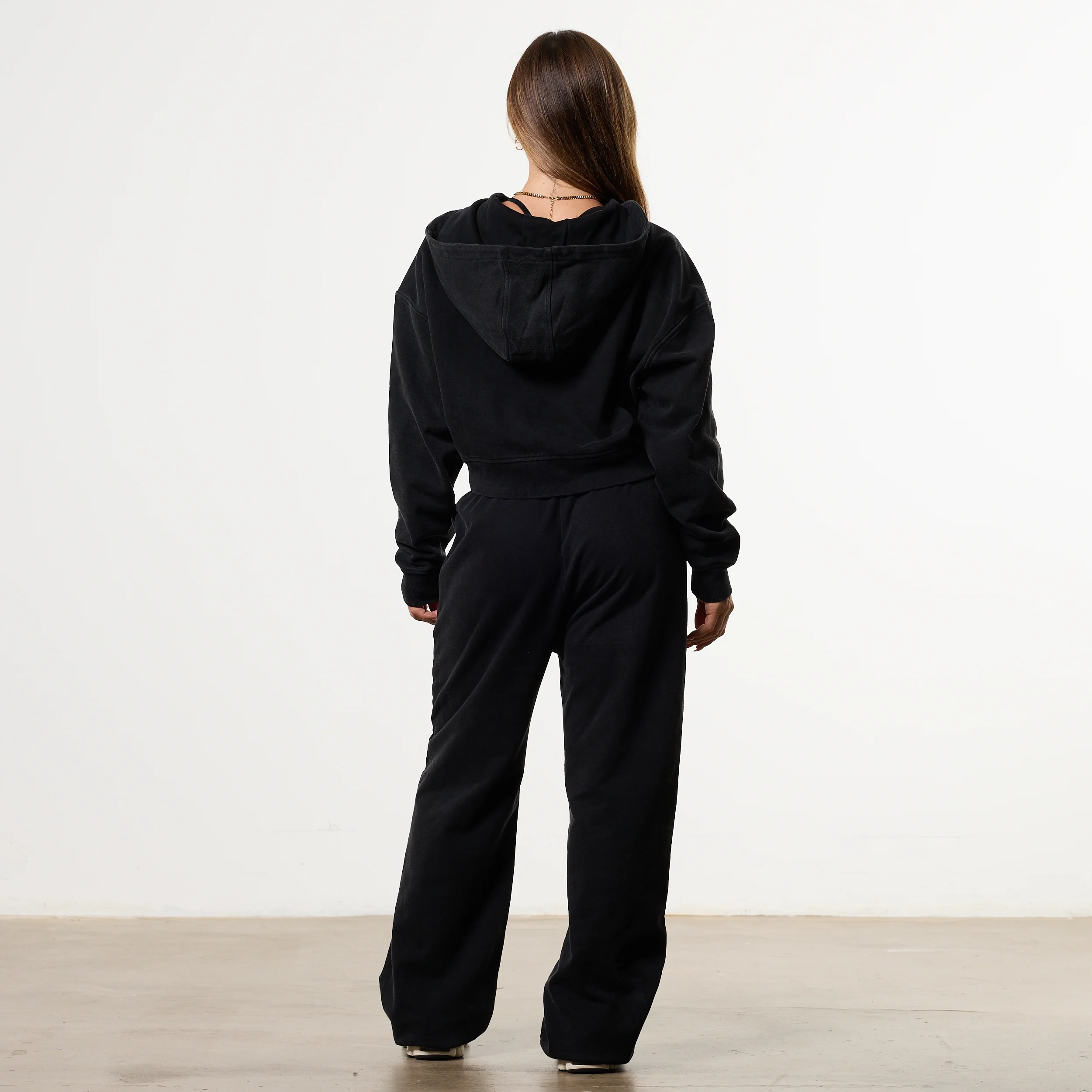 WOMENS WASHED BLACK HEAVY WEIGHT OVERSIZED ZIP HOODIE - Image 7