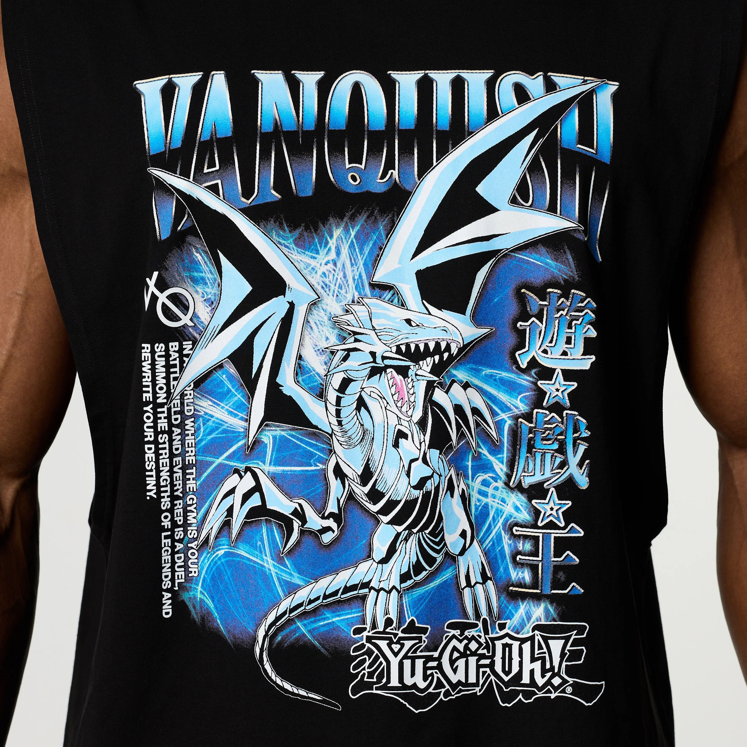 YU-GI-OH! BLUE EYES WHITE DRAGON BLACK BOXY SLEEVELESS T SHIRT - Image 3