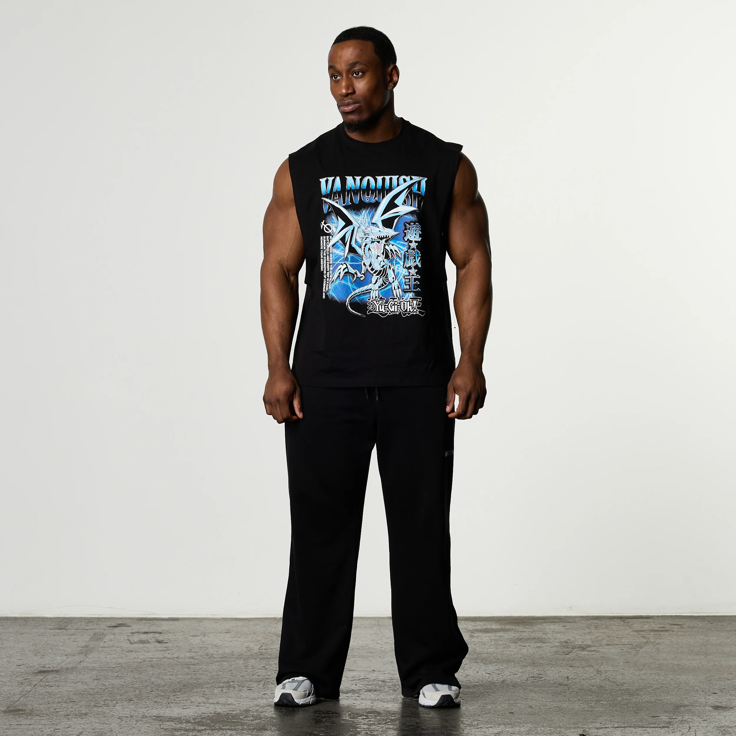 YU-GI-OH! BLUE EYES WHITE DRAGON BLACK BOXY SLEEVELESS T SHIRT - Image 4