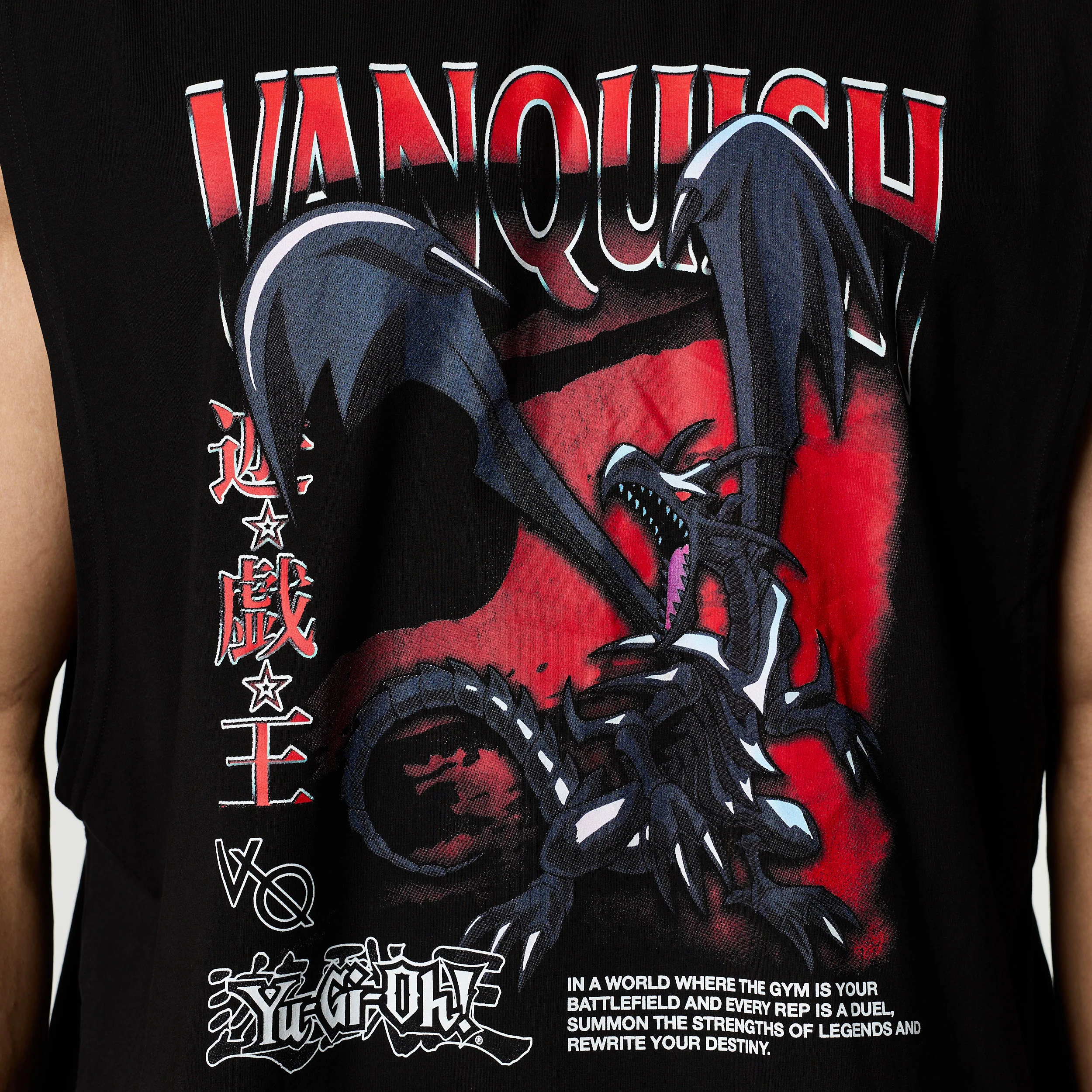 YU-GI-OH! RED EYES BLACK DRAGON BLACK BOXY SLEEVELESS T SHIRT - Image 3