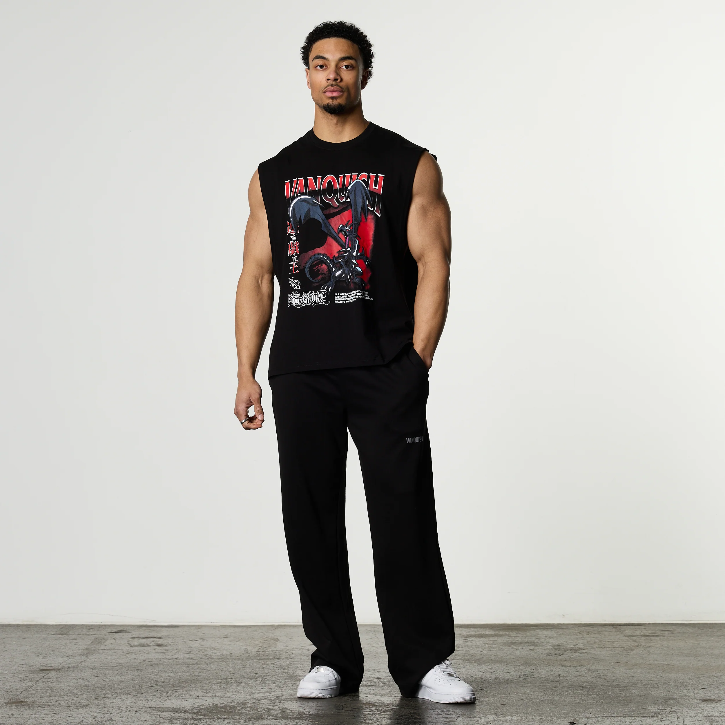 YU-GI-OH! RED EYES BLACK DRAGON BLACK BOXY SLEEVELESS T SHIRT - Image 4