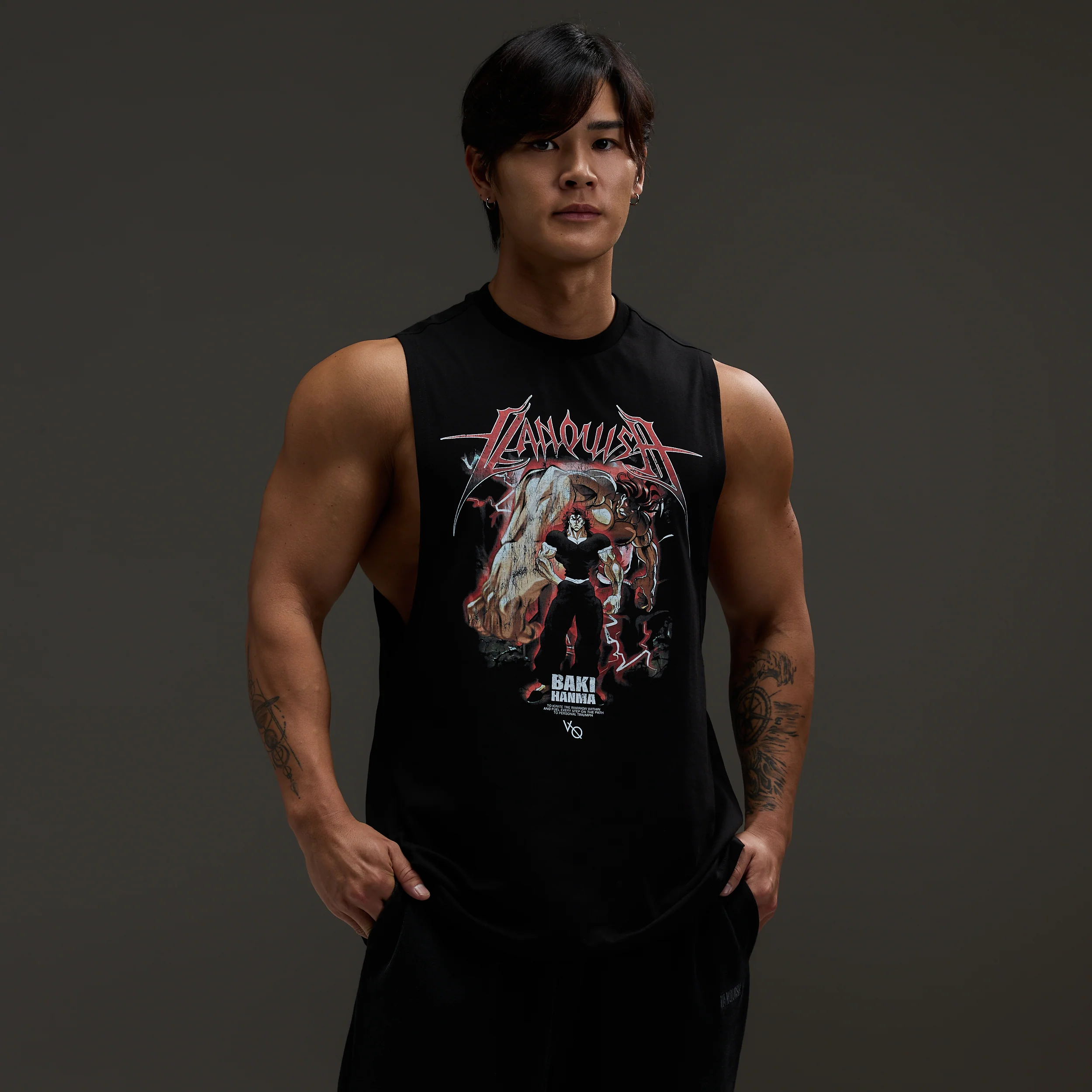 VQ x Baki: Black Yujiro Sleeveless T Shirt - Image 2