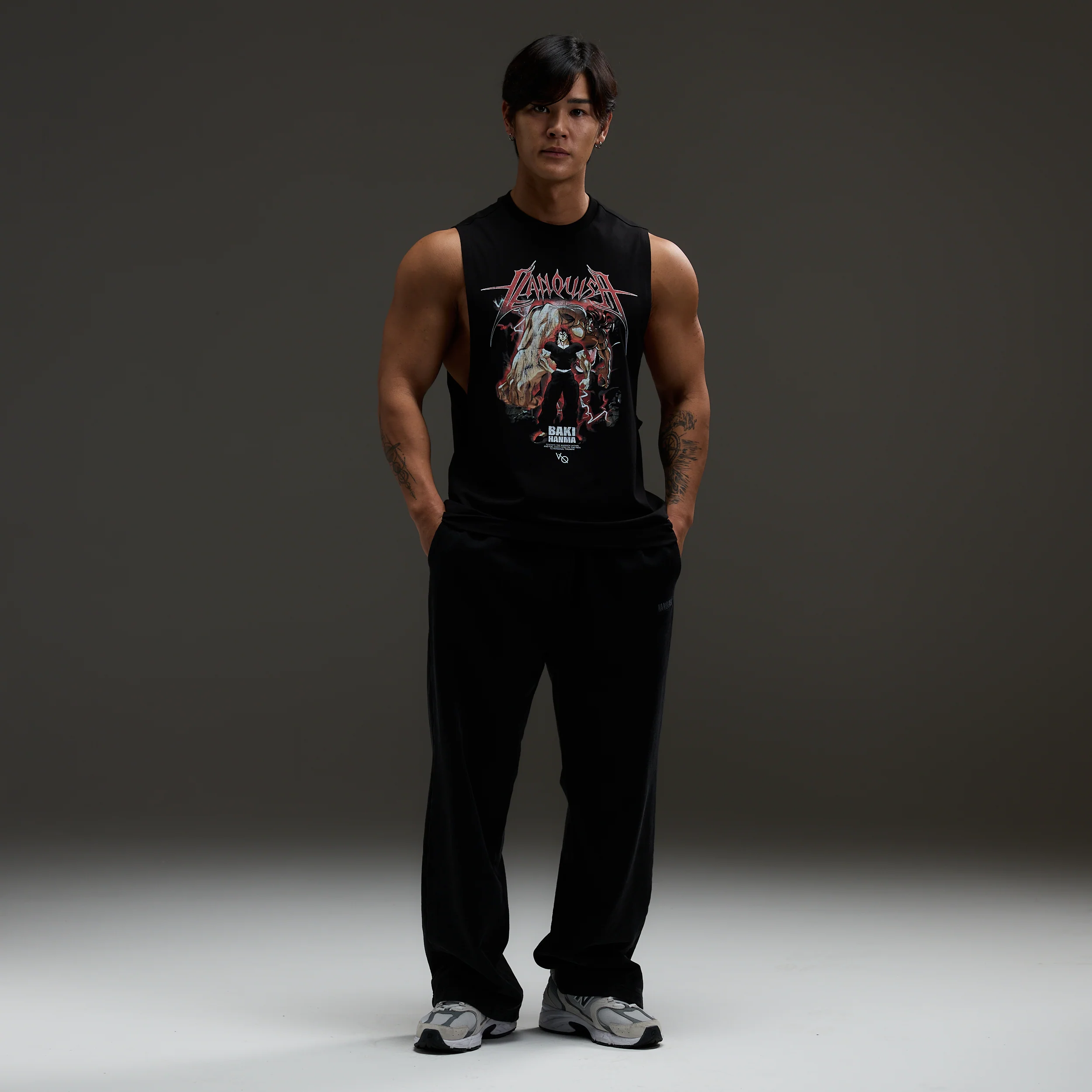 VQ x Baki: Black Yujiro Sleeveless T Shirt - Image 4